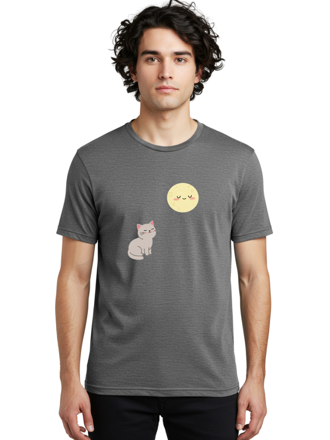 Cat-And-Moon-1 Men'S Graphic Tee, 100% Cotton, Comfortable Casual Summer Wear, Machine Washable, Vintage Camera, Old Camera, Antique Camera, Black Camera, Classic Photography, Photography Equipment, Nostalgic Device, Film Camera, Camera Art Bai623 28