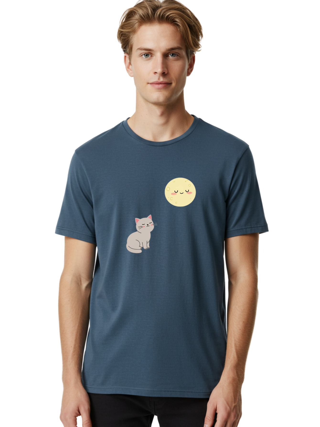Cat-And-Moon-1 Men'S Graphic Tee, 100% Cotton, Comfortable Casual Summer Wear, Machine Washable, Vintage Camera, Old Camera, Antique Camera, Black Camera, Classic Photography, Photography Equipment, Nostalgic Device, Film Camera, Camera Art Bai623 17