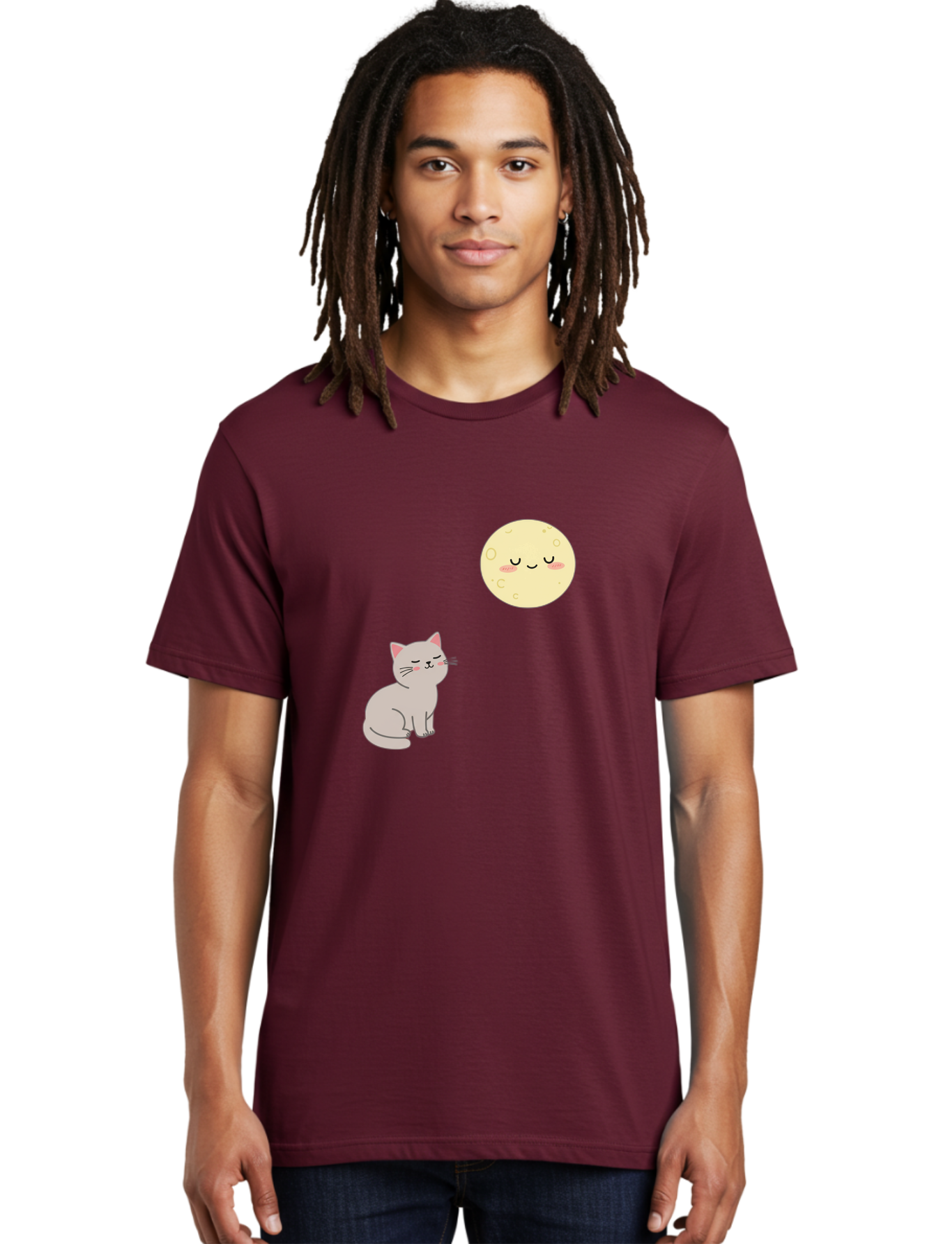 Cat-And-Moon-1 Men'S Graphic Tee, 100% Cotton, Comfortable Casual Summer Wear, Machine Washable, Vintage Camera, Old Camera, Antique Camera, Black Camera, Classic Photography, Photography Equipment, Nostalgic Device, Film Camera, Camera Art Bai623 25