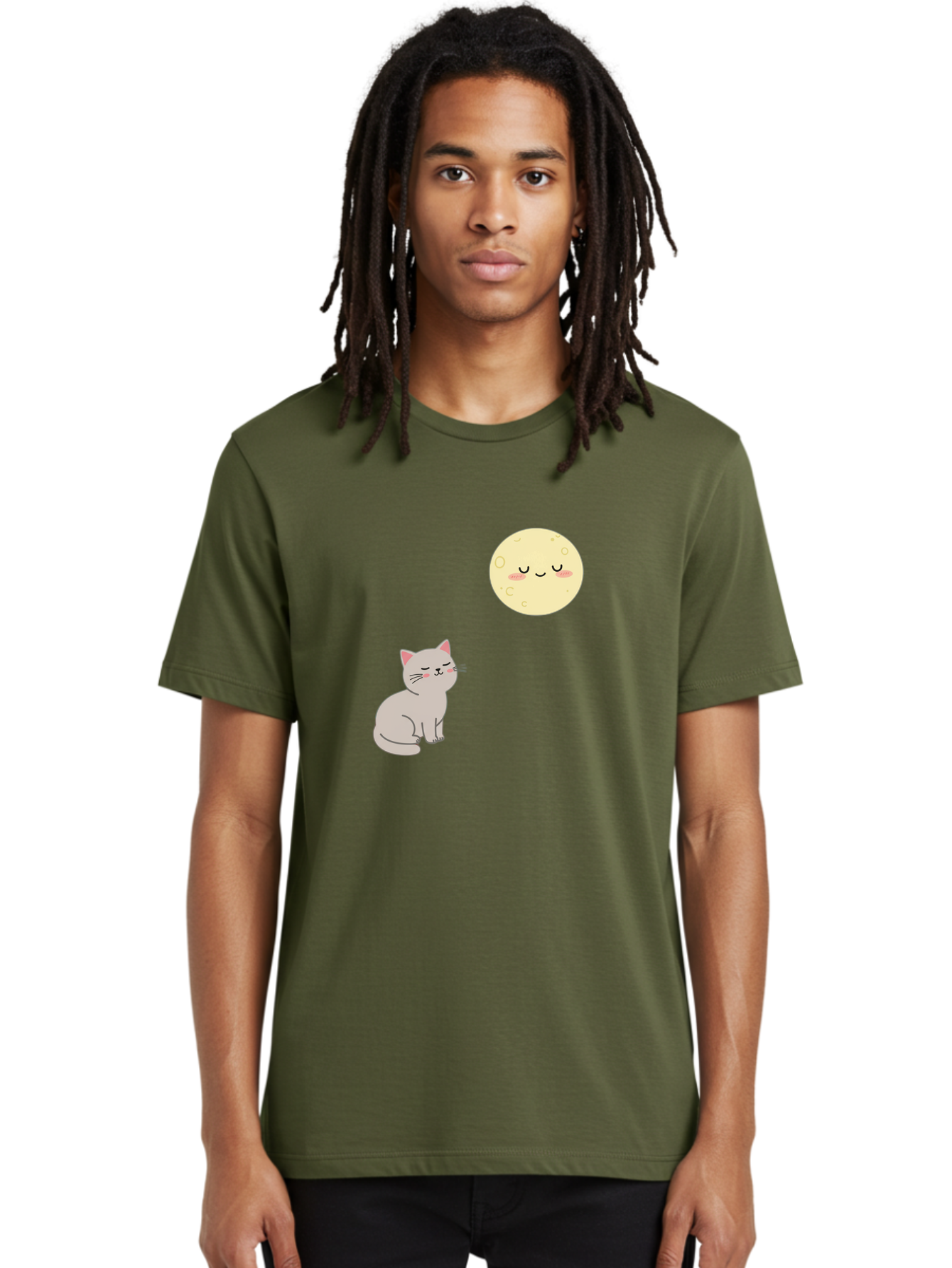 Cat-And-Moon-1 Men'S Graphic Tee, 100% Cotton, Comfortable Casual Summer Wear, Machine Washable, Vintage Camera, Old Camera, Antique Camera, Black Camera, Classic Photography, Photography Equipment, Nostalgic Device, Film Camera, Camera Art Bai623 20