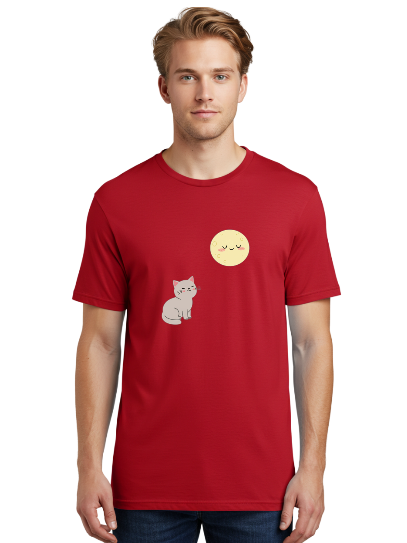 Cat-And-Moon-1 Men'S Graphic Tee, 100% Cotton, Comfortable Casual Summer Wear, Machine Washable, Vintage Camera, Old Camera, Antique Camera, Black Camera, Classic Photography, Photography Equipment, Nostalgic Device, Film Camera, Camera Art Bai623 18