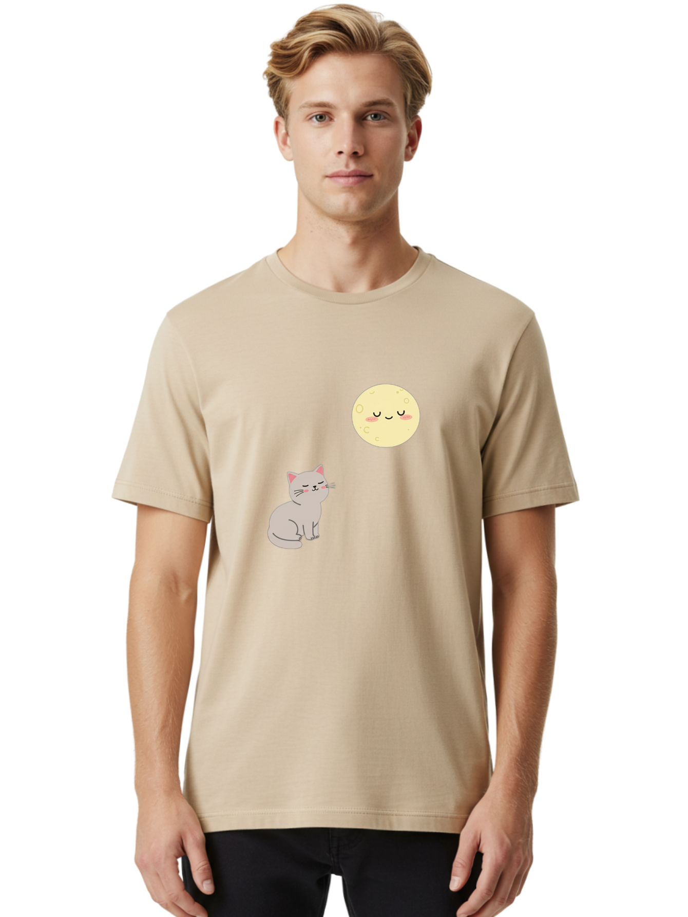 Cat-And-Moon-1 Men'S Graphic Tee, 100% Cotton, Comfortable Casual Summer Wear, Machine Washable, Vintage Camera, Old Camera, Antique Camera, Black Camera, Classic Photography, Photography Equipment, Nostalgic Device, Film Camera, Camera Art Bai623 19
