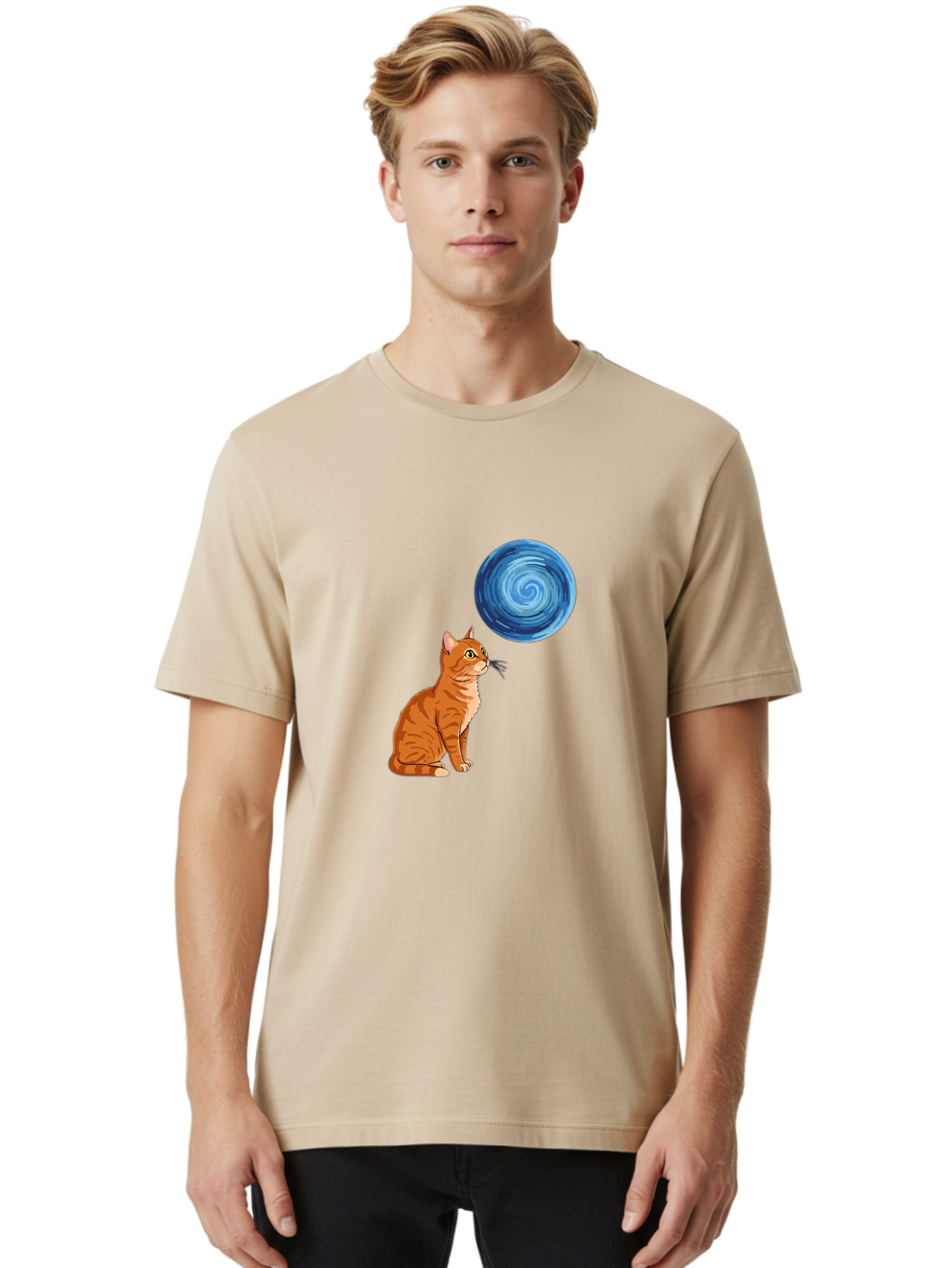 Cat-And-Swirl Men'S Graphic Tee, 100% Cotton, Comfortable Casual Summer Wear, Machine Washable, Vintage Camera, Old Camera, Antique Camera, Black Camera, Classic Photography, Photography Equipment, Nostalgic Device, Film Camera, Camera Art Bai627 27