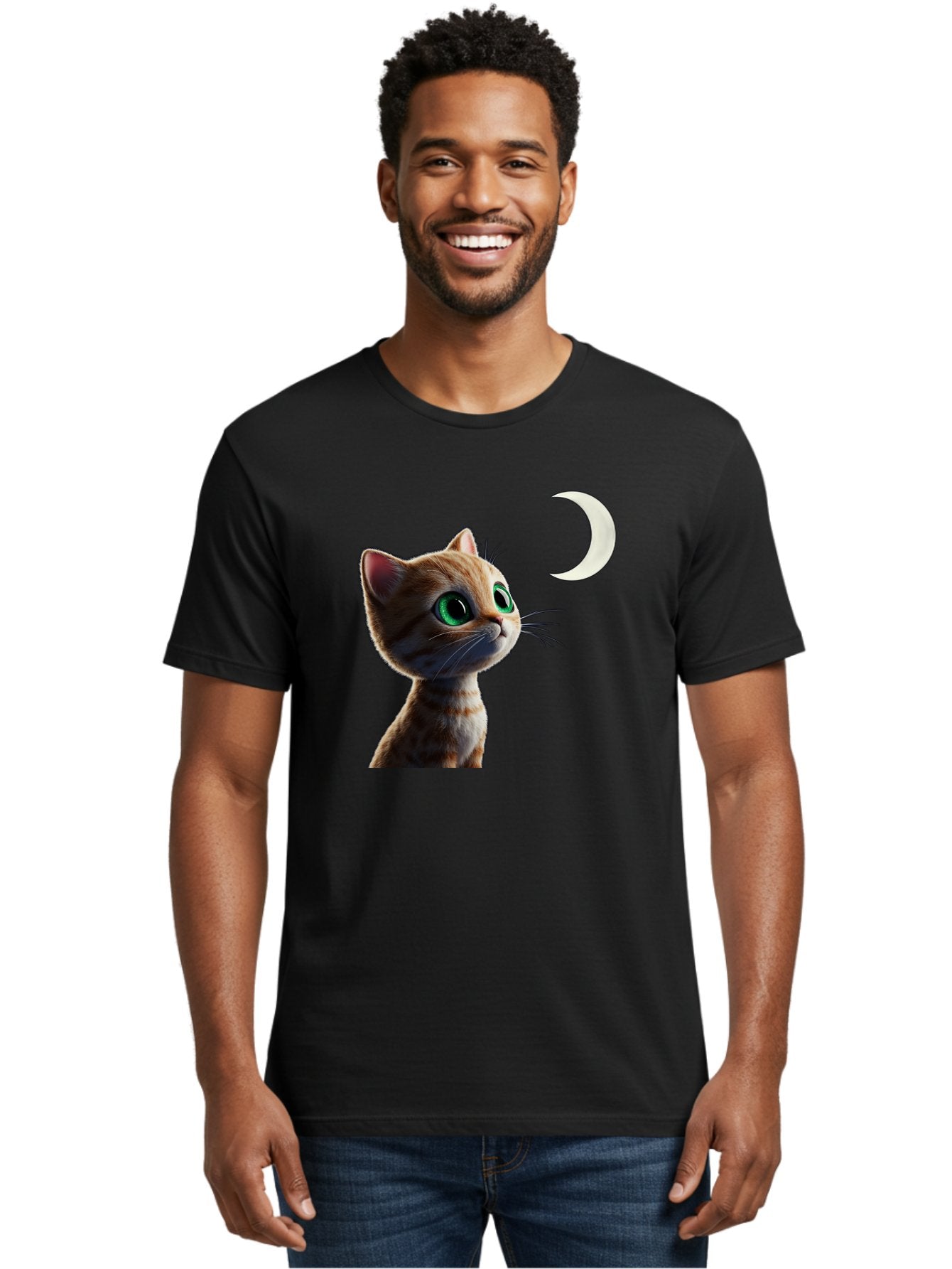 Cat-Gazing-At-Crescent-Moon Men'S Graphic Tee, 100% Cotton, Comfortable Casual Summer Wear, Machine Washable, Vintage Camera, Old Camera, Antique Camera, Black Camera, Classic Photography, Photography Equipment, Nostalgic Device, Film Camera, Bai628 23
