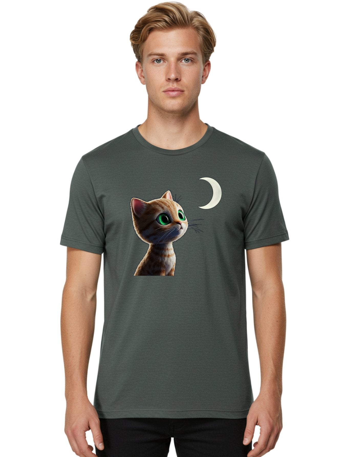 Cat-Gazing-At-Crescent-Moon Men'S Graphic Tee, 100% Cotton, Comfortable Casual Summer Wear, Machine Washable, Vintage Camera, Old Camera, Antique Camera, Black Camera, Classic Photography, Photography Equipment, Nostalgic Device, Film Camera, Bai628 19