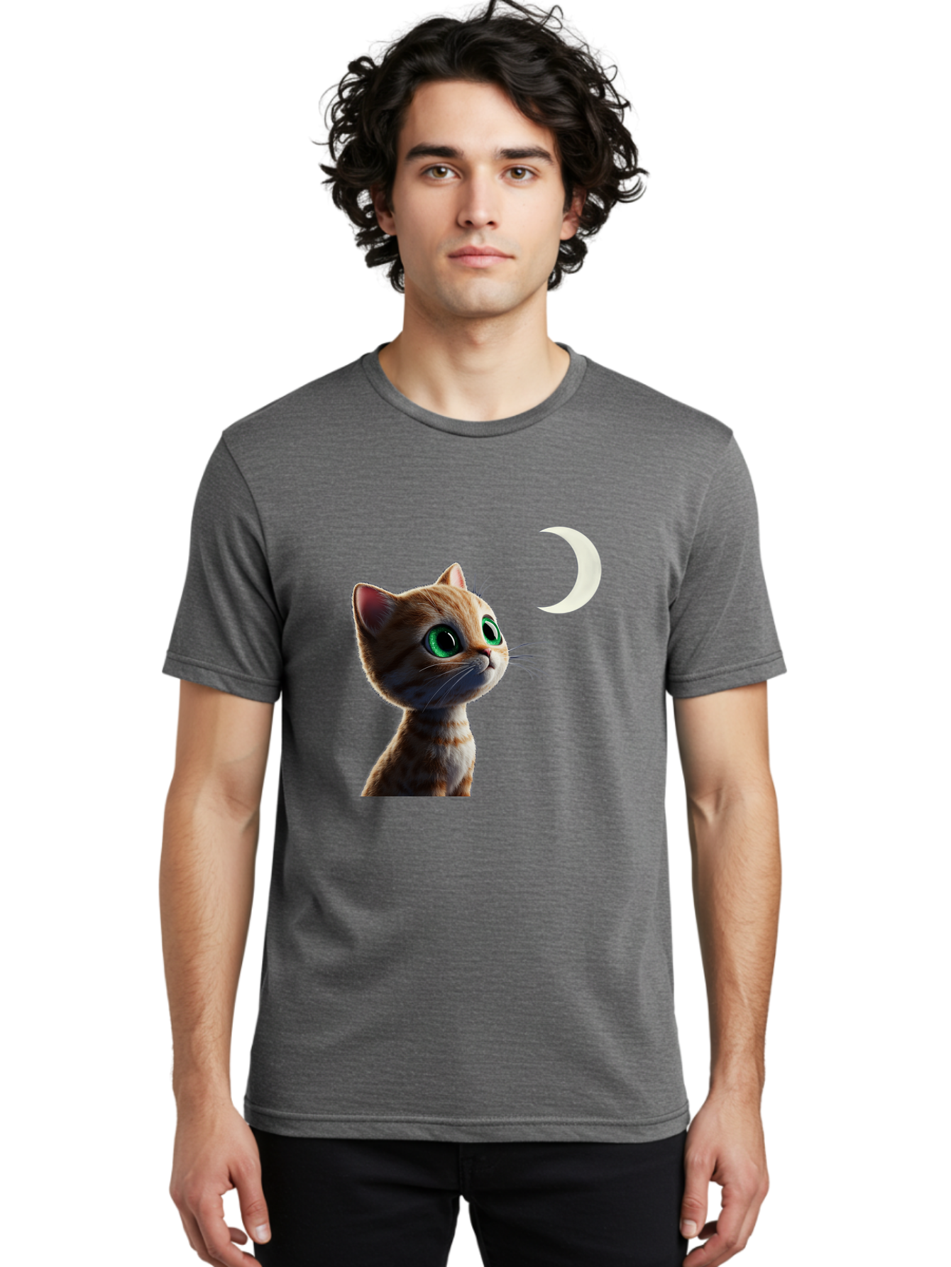 Cat-Gazing-At-Crescent-Moon Men'S Graphic Tee, 100% Cotton, Comfortable Casual Summer Wear, Machine Washable, Vintage Camera, Old Camera, Antique Camera, Black Camera, Classic Photography, Photography Equipment, Nostalgic Device, Film Camera, Bai628 17