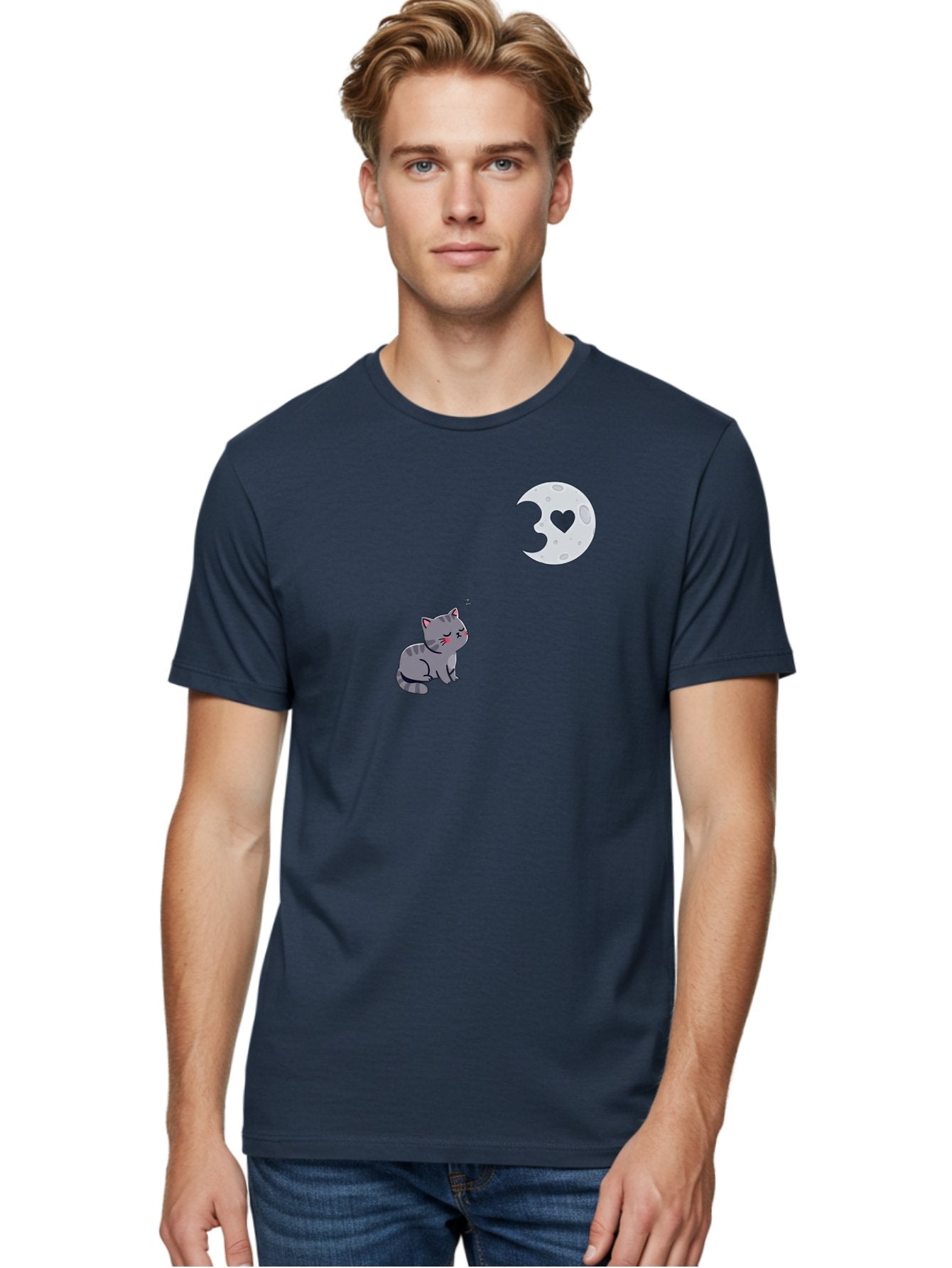 Cat-Gazing-At-Heart-Moon Men'S Graphic Tee, 100% Cotton, Comfortable Casual Summer Wear, Machine Washable, Vintage Camera, Old Camera, Antique Camera, Black Camera, Classic Photography, Photography Equipment, Nostalgic Device, Film Camera, Bai629 24