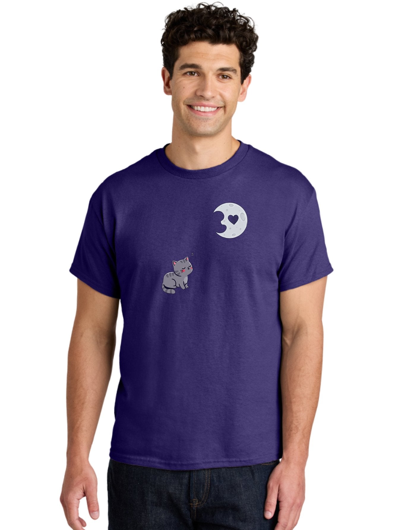 Cat-Gazing-At-Heart-Moon Men'S Graphic Tee, 100% Cotton, Comfortable Casual Summer Wear, Machine Washable, Vintage Camera, Old Camera, Antique Camera, Black Camera, Classic Photography, Photography Equipment, Nostalgic Device, Film Camera, Bai629 17