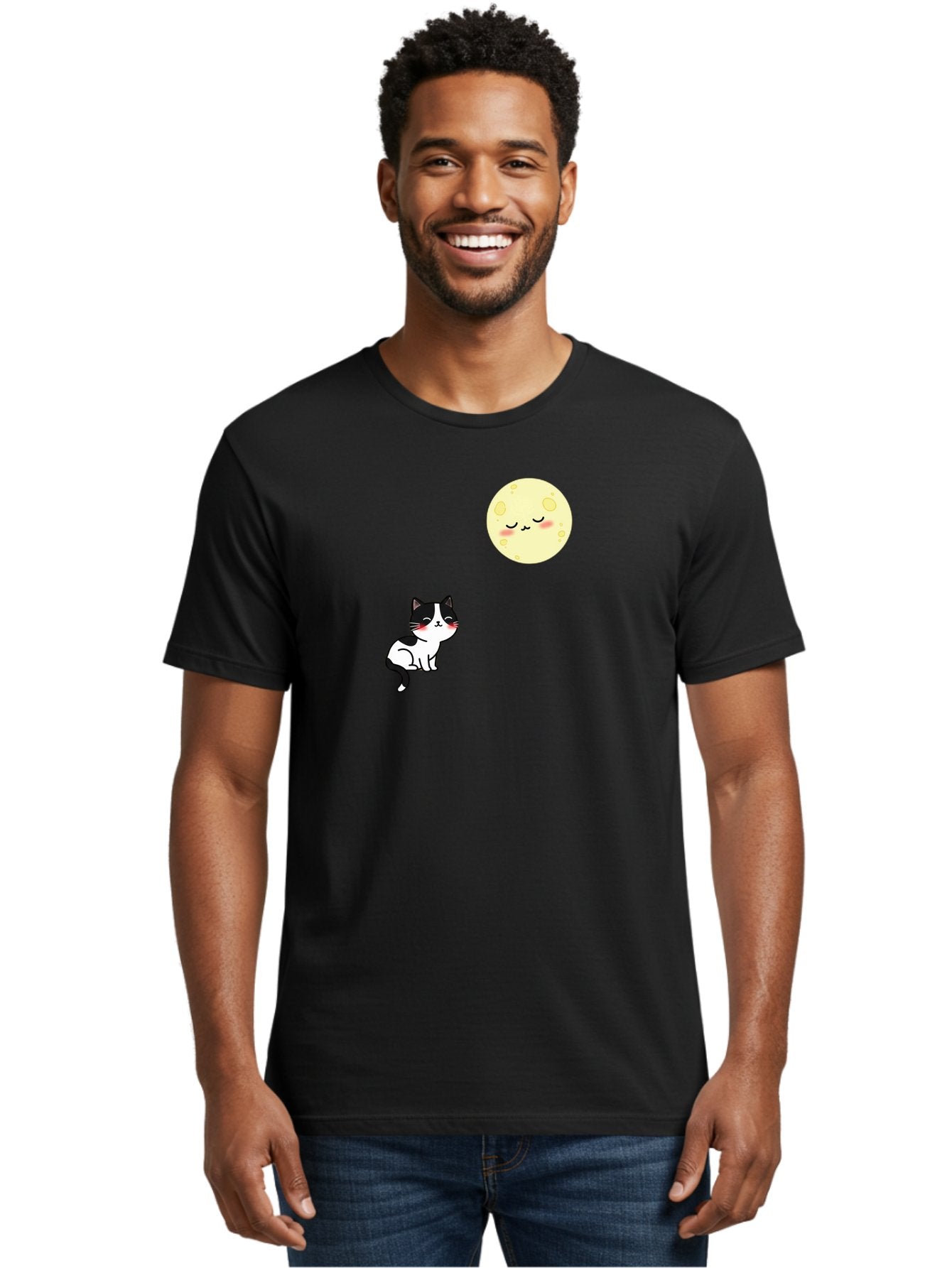 Cat-Gazing-At-Moon Men'S Graphic Tee, 100% Cotton, Comfortable Casual Summer Wear, Machine Washable, Vintage Camera, Old Camera, Antique Camera, Black Camera, Classic Photography, Photography Equipment, Nostalgic Device, Film Camera, Bai630 25