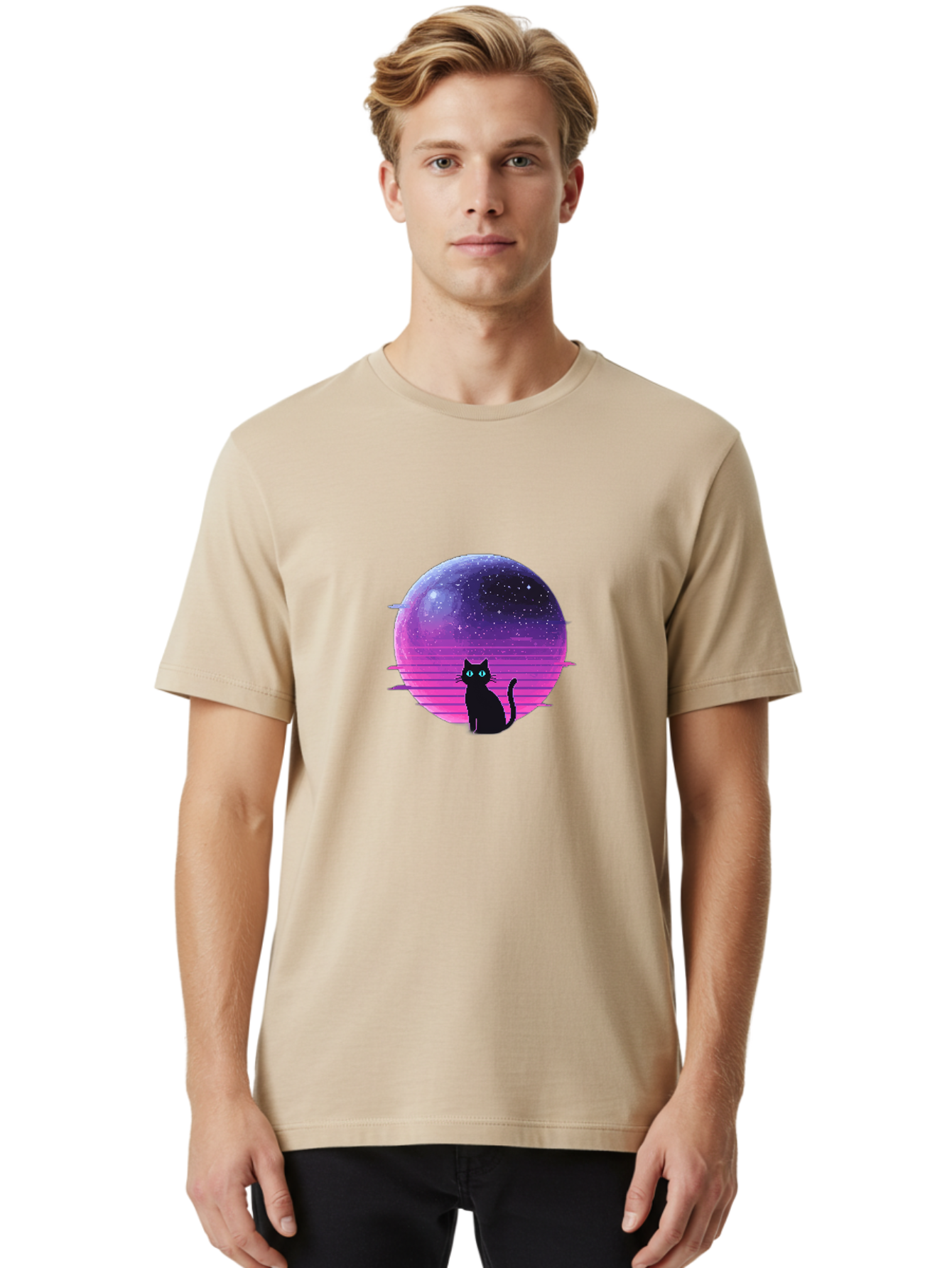 Cat-In-Retro-Sunset Men'S Graphic Tee, 100% Cotton, Comfortable Casual Summer Wear, Machine Washable, Vintage Camera, Old Camera, Antique Camera, Black Camera, Classic Photography, Photography Equipment, Nostalgic Device, Film Camera, Bai631 26