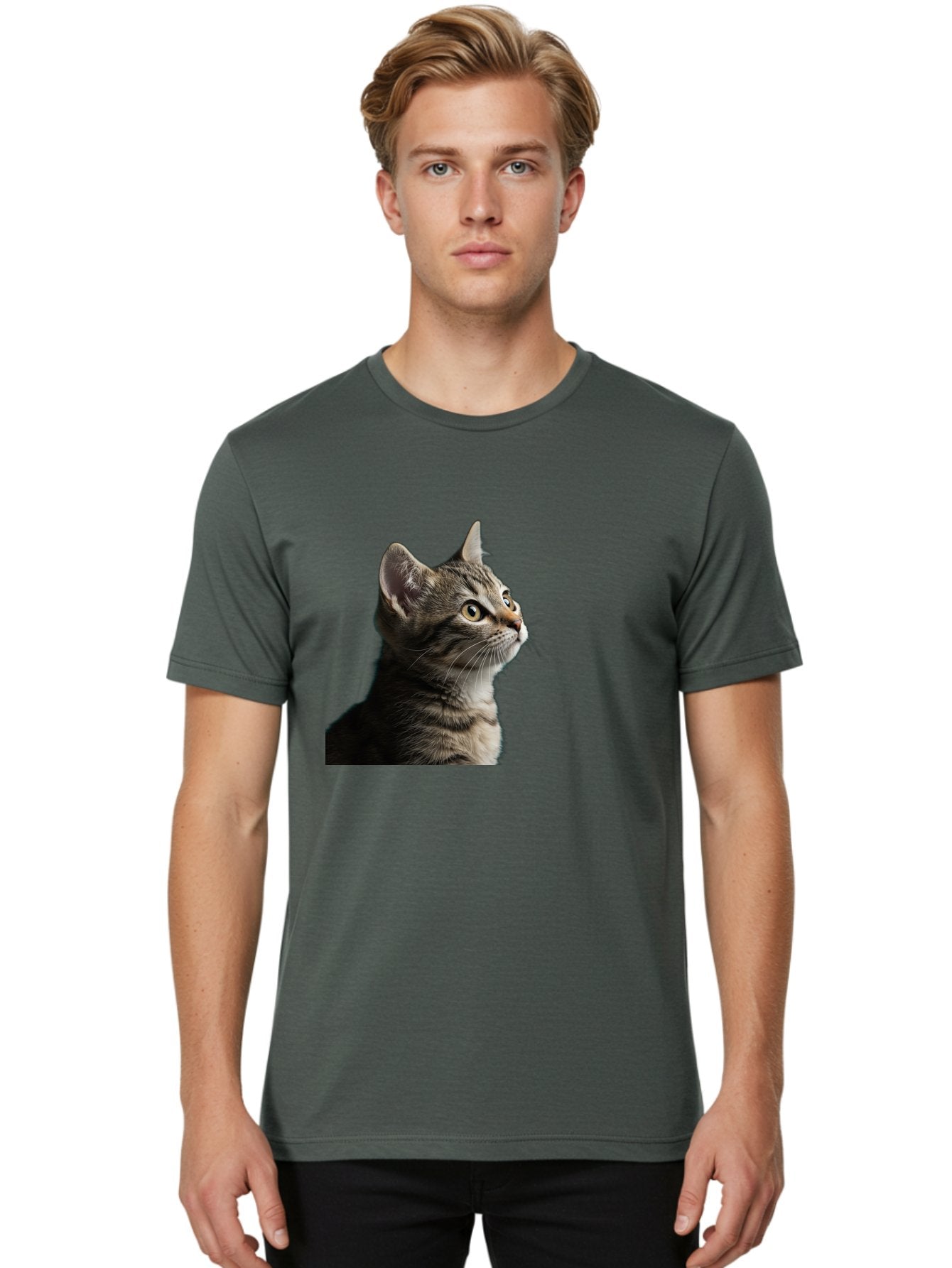 Cat-Looking-Up Men'S Graphic Tee, 100% Cotton, Comfortable Casual Summer Wear, Machine Washable, Vintage Camera, Old Camera, Antique Camera, Black Camera, Classic Photography, Photography Equipment, Nostalgic Device, Film Camera, Camera Art Bai633 19