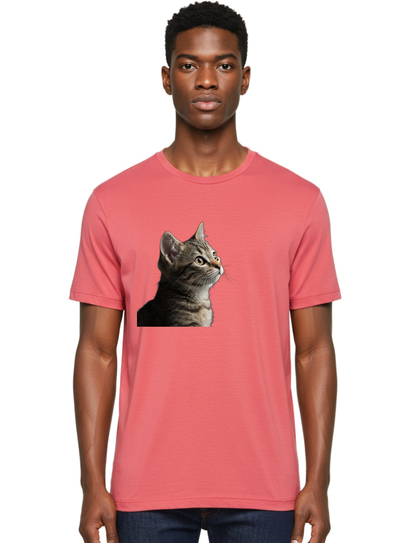 Cat-Looking-Up Men'S Graphic Tee, 100% Cotton, Comfortable Casual Summer Wear, Machine Washable, Vintage Camera, Old Camera, Antique Camera, Black Camera, Classic Photography, Photography Equipment, Nostalgic Device, Film Camera, Camera Art Bai633 21