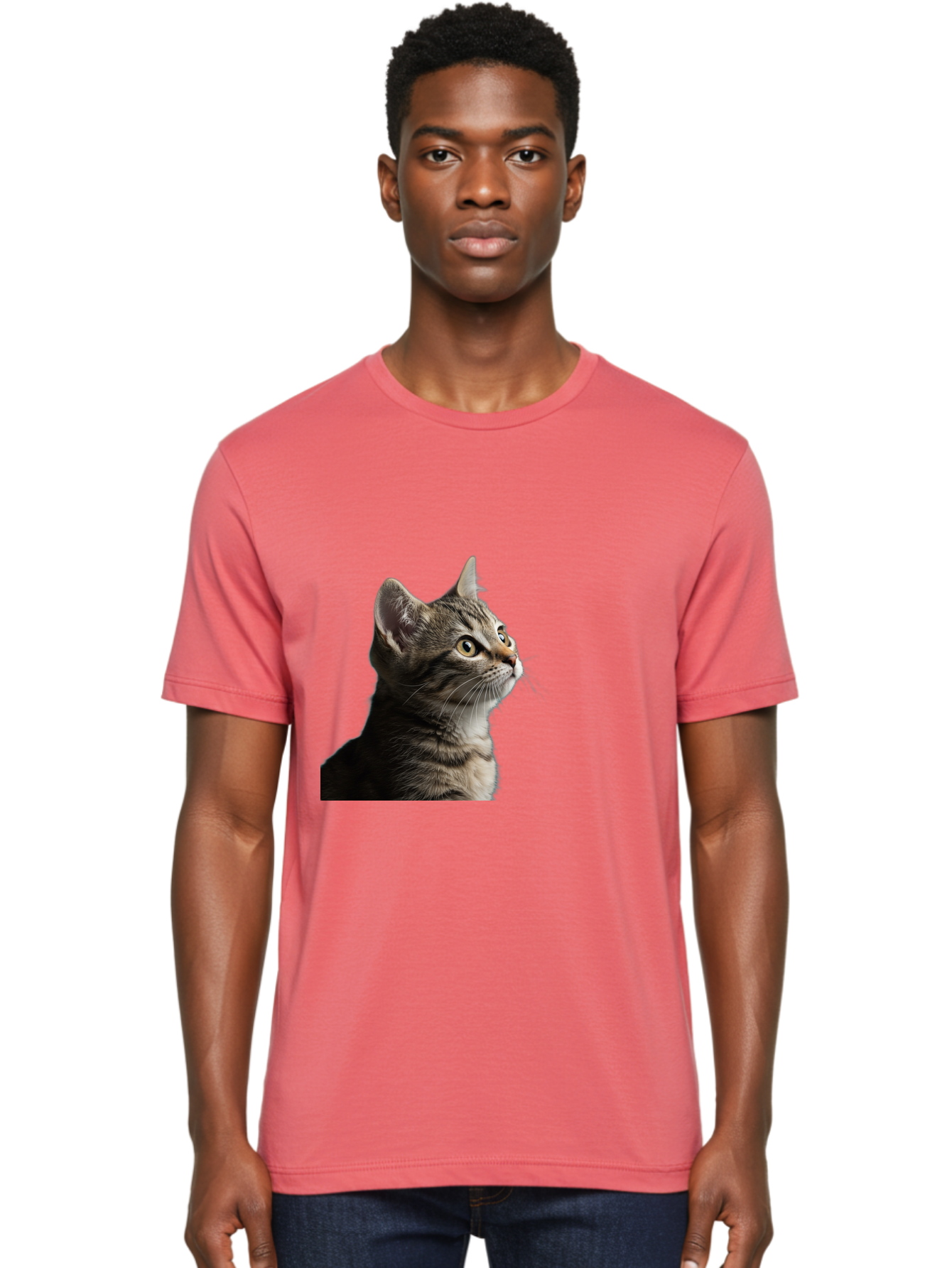 Cat-Looking-Up Men'S Graphic Tee, 100% Cotton, Comfortable Casual Summer Wear, Machine Washable, Vintage Camera, Old Camera, Antique Camera, Black Camera, Classic Photography, Photography Equipment, Nostalgic Device, Film Camera, Camera Art Bai633 25