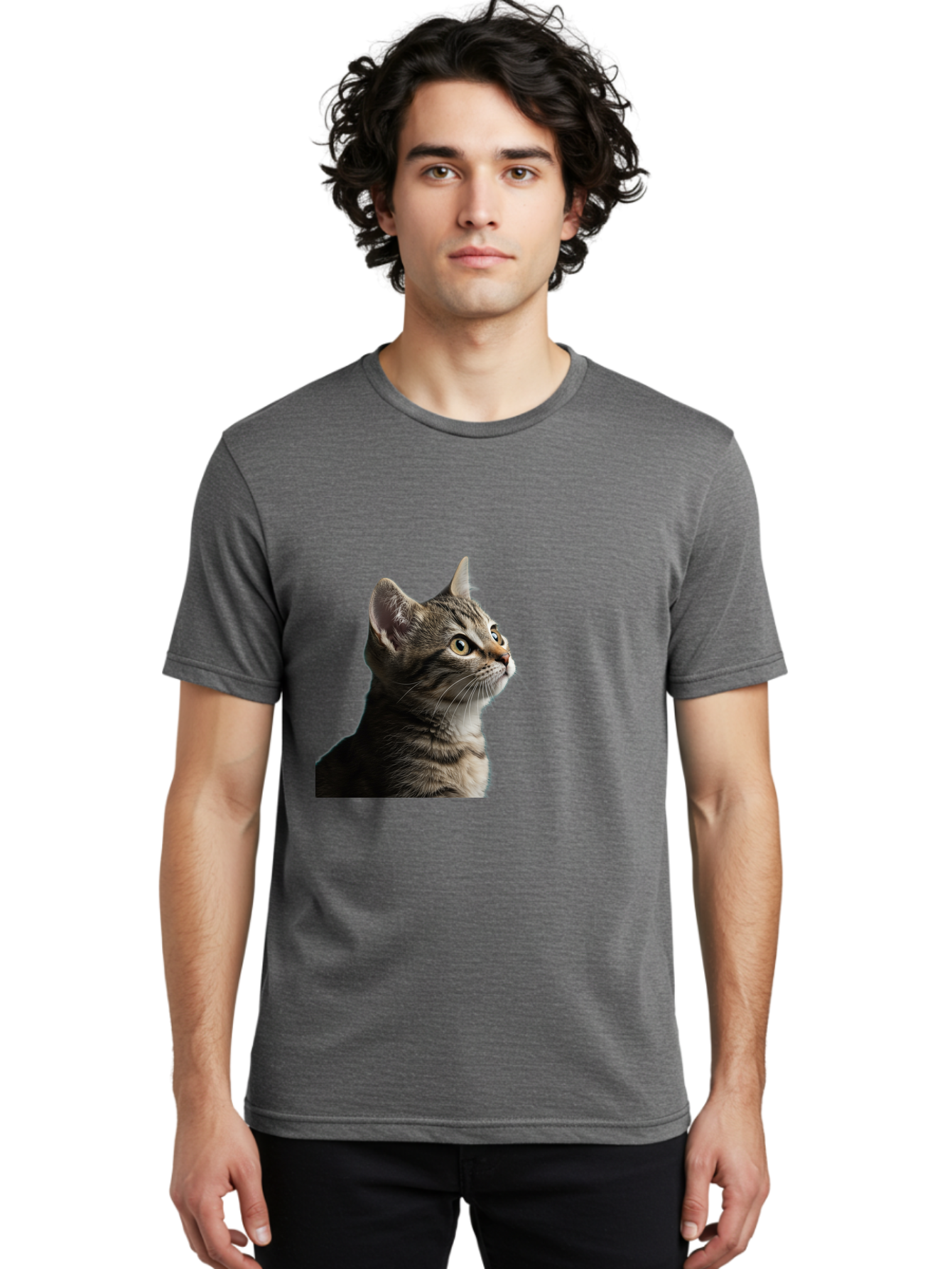Cat-Looking-Up Men'S Graphic Tee, 100% Cotton, Comfortable Casual Summer Wear, Machine Washable, Vintage Camera, Old Camera, Antique Camera, Black Camera, Classic Photography, Photography Equipment, Nostalgic Device, Film Camera, Camera Art Bai633 30