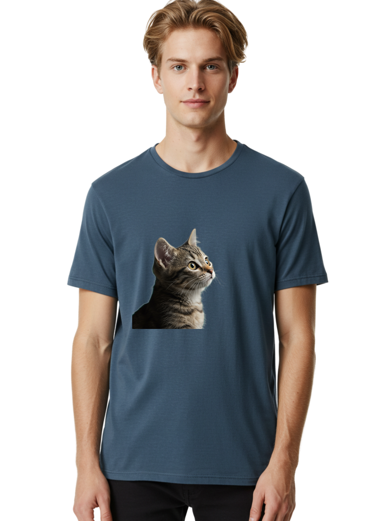 Cat-Looking-Up Men'S Graphic Tee, 100% Cotton, Comfortable Casual Summer Wear, Machine Washable, Vintage Camera, Old Camera, Antique Camera, Black Camera, Classic Photography, Photography Equipment, Nostalgic Device, Film Camera, Camera Art Bai633 24