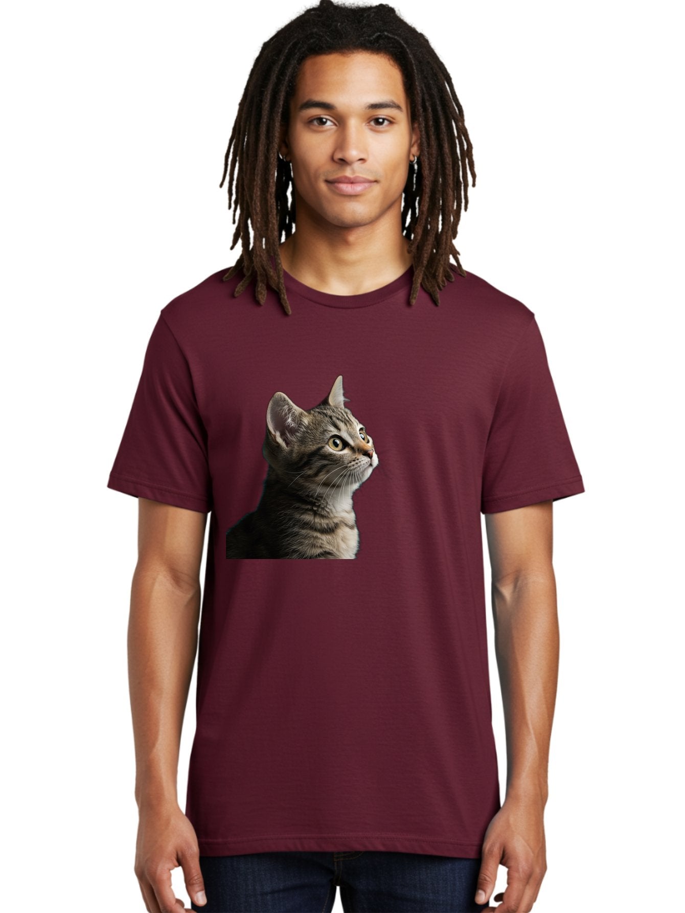 Cat-Looking-Up Men'S Graphic Tee, 100% Cotton, Comfortable Casual Summer Wear, Machine Washable, Vintage Camera, Old Camera, Antique Camera, Black Camera, Classic Photography, Photography Equipment, Nostalgic Device, Film Camera, Camera Art Bai633 25