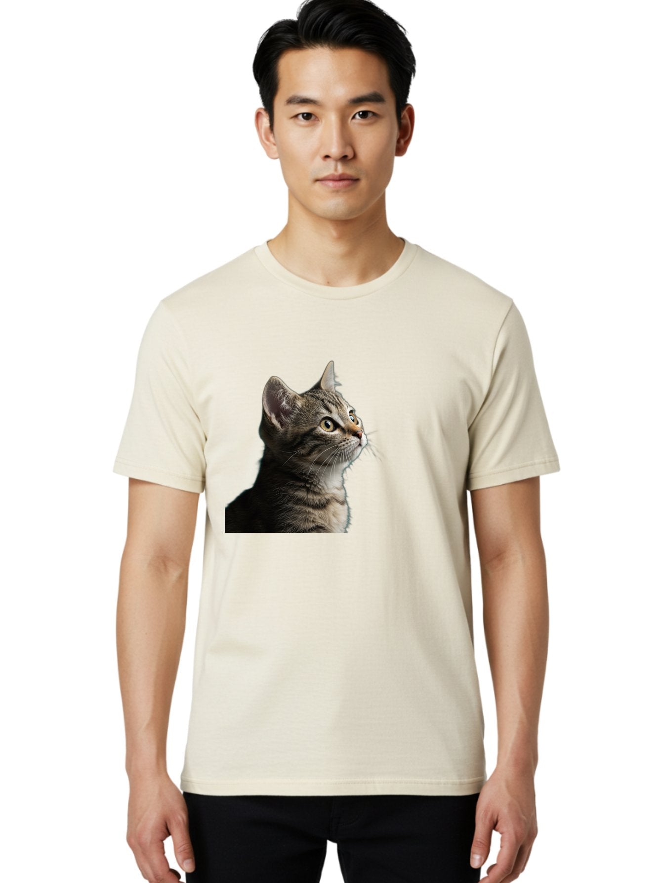 Cat-Looking-Up Men'S Graphic Tee, 100% Cotton, Comfortable Casual Summer Wear, Machine Washable, Vintage Camera, Old Camera, Antique Camera, Black Camera, Classic Photography, Photography Equipment, Nostalgic Device, Film Camera, Camera Art Bai633 18