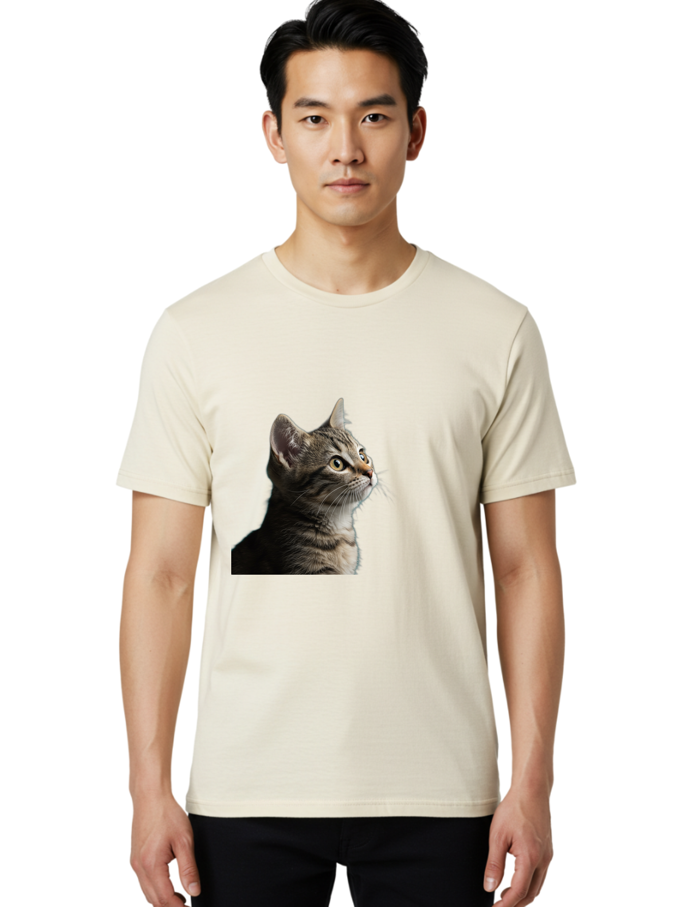 Cat-Looking-Up Men'S Graphic Tee, 100% Cotton, Comfortable Casual Summer Wear, Machine Washable, Vintage Camera, Old Camera, Antique Camera, Black Camera, Classic Photography, Photography Equipment, Nostalgic Device, Film Camera, Camera Art Bai633 27