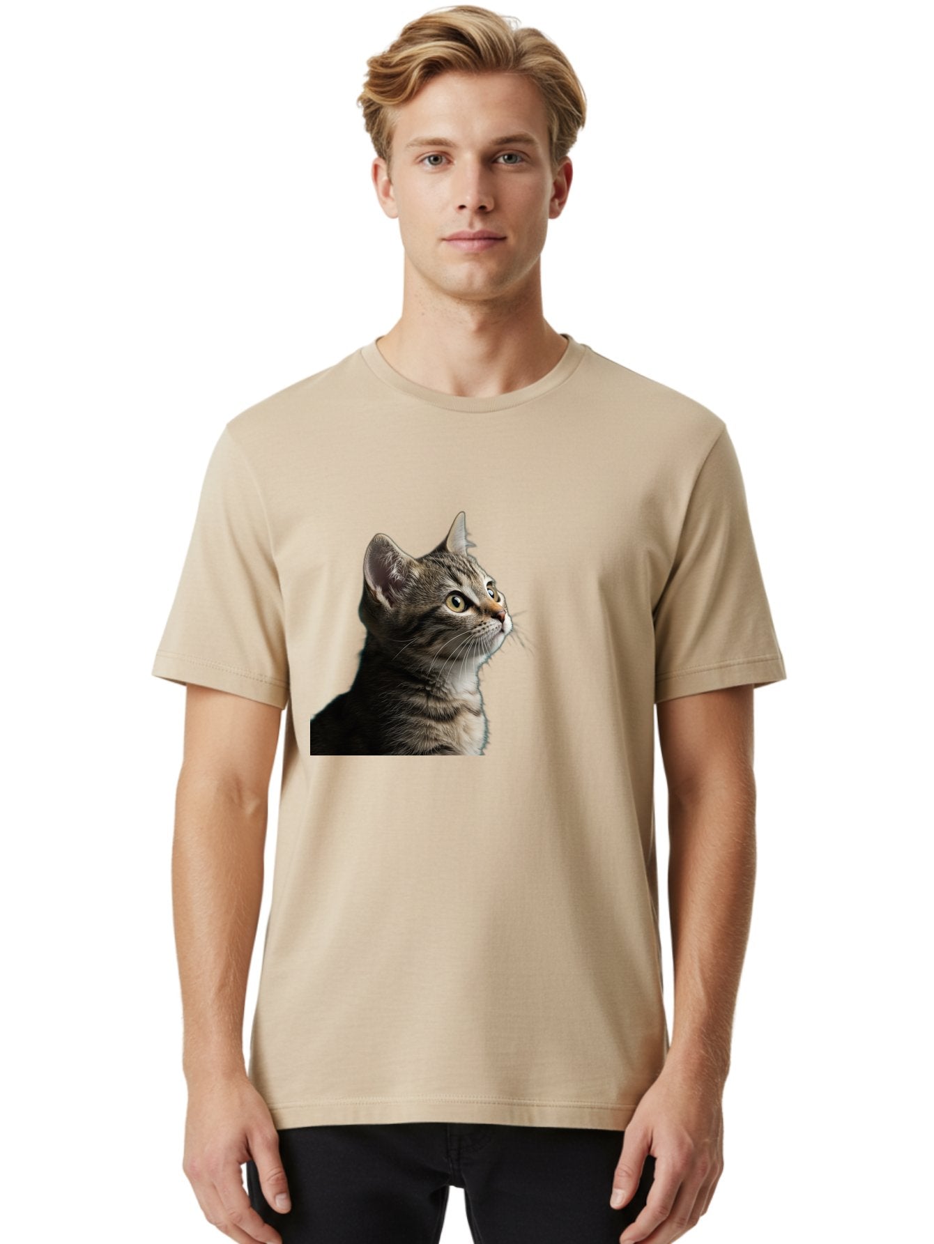 Cat-Looking-Up Men'S Graphic Tee, 100% Cotton, Comfortable Casual Summer Wear, Machine Washable, Vintage Camera, Old Camera, Antique Camera, Black Camera, Classic Photography, Photography Equipment, Nostalgic Device, Film Camera, Camera Art Bai633 27