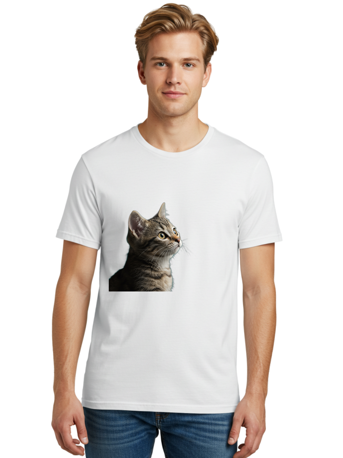 Cat-Looking-Up Men'S Graphic Tee, 100% Cotton, Comfortable Casual Summer Wear, Machine Washable, Vintage Camera, Old Camera, Antique Camera, Black Camera, Classic Photography, Photography Equipment, Nostalgic Device, Film Camera, Camera Art Bai633 17