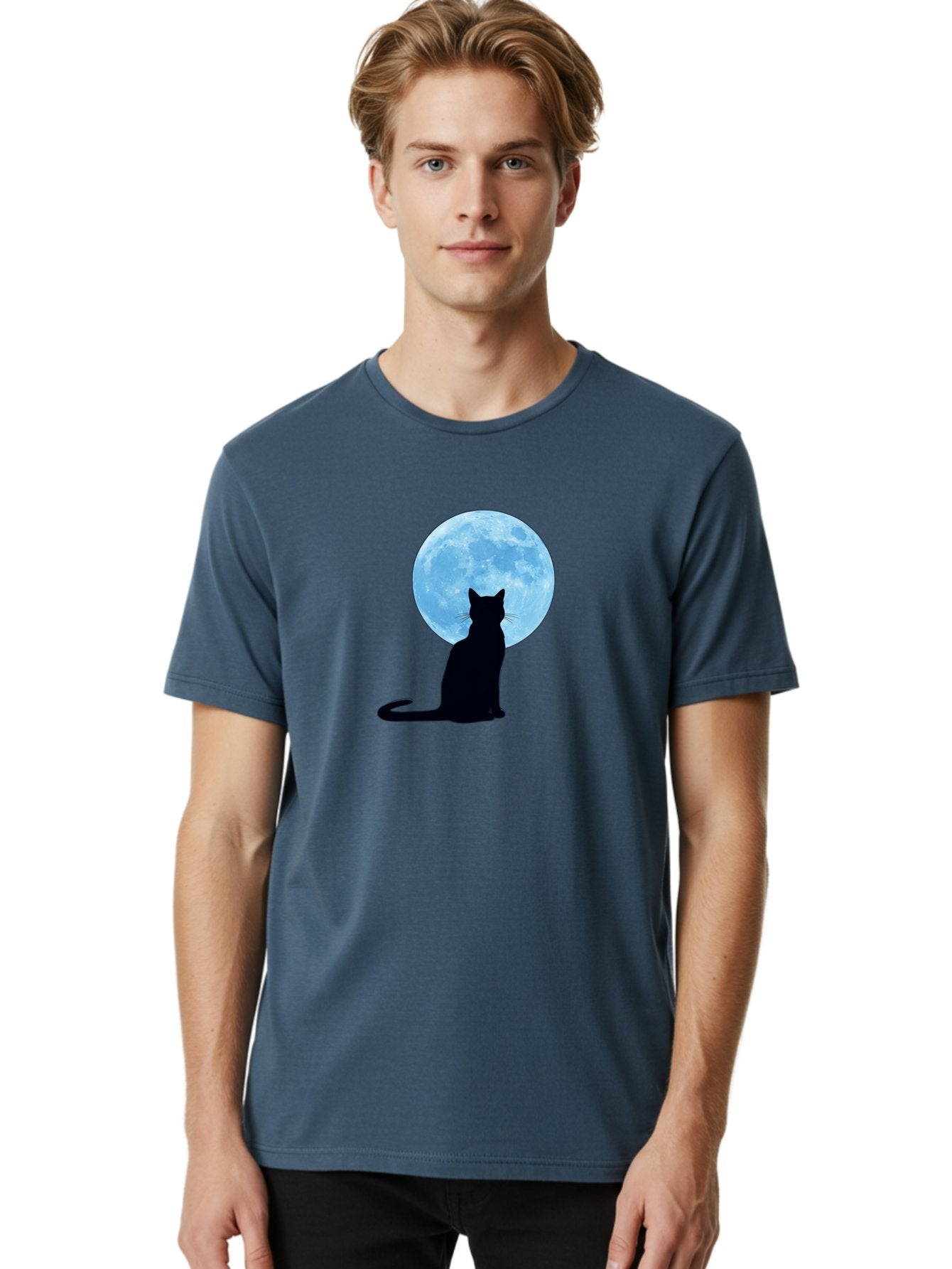 Cat-Silhouette-Full-Moon Men'S Graphic Tee, 100% Cotton, Comfortable Casual Summer Wear, Machine Washable, Vintage Camera, Old Camera, Antique Camera, Black Camera, Classic Photography, Photography Equipment, Nostalgic Device, Film Camera, Bai640 18