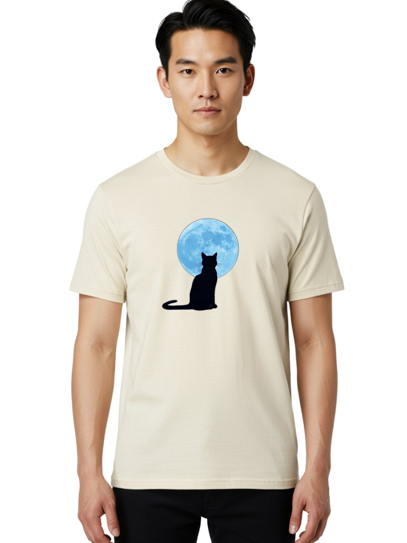 Cat-Silhouette-Full-Moon Men'S Graphic Tee, 100% Cotton, Comfortable Casual Summer Wear, Machine Washable, Vintage Camera, Old Camera, Antique Camera, Black Camera, Classic Photography, Photography Equipment, Nostalgic Device, Film Camera, Bai640 17