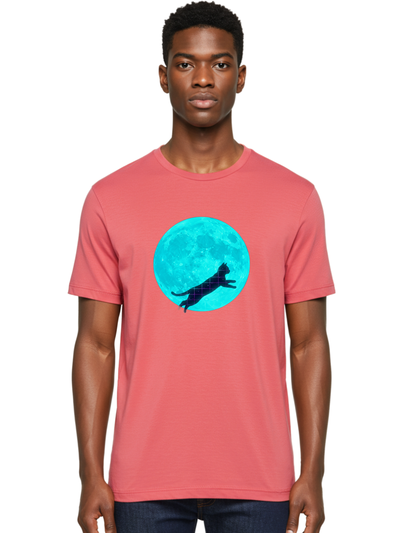 Cat-Silhouette-On-Moon Men'S Graphic Tee, 100% Cotton, Comfortable Casual Summer Wear, Machine Washable, Vintage Camera, Old Camera, Antique Camera, Black Camera, Classic Photography, Photography Equipment, Nostalgic Device, Film Camera, Bai644 27
