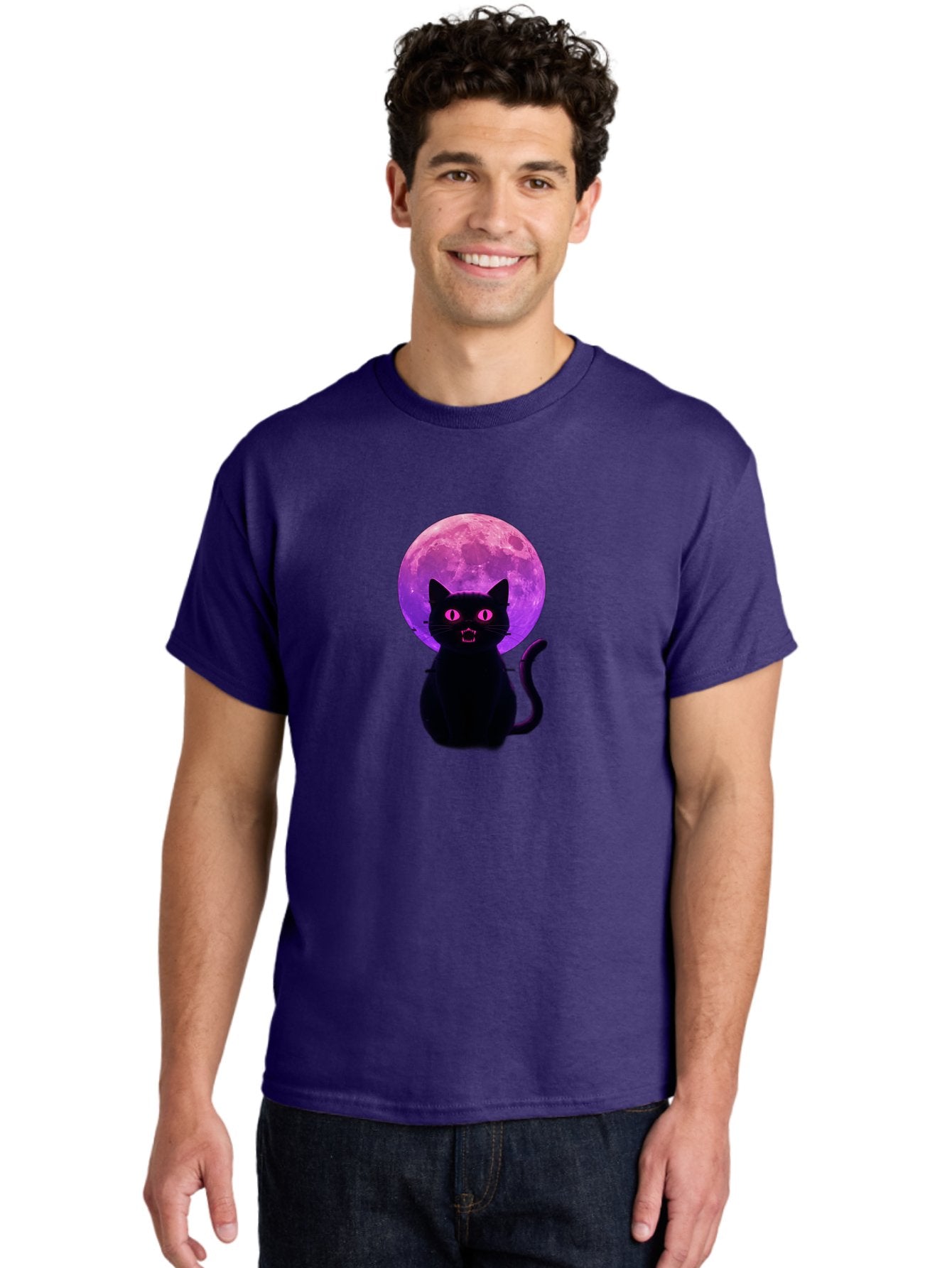 Cat-Under-Purple-Moon Men'S Graphic Tee, 100% Cotton, Comfortable Casual Summer Wear, Machine Washable, Vintage Camera, Old Camera, Antique Camera, Black Camera, Classic Photography, Photography Equipment, Nostalgic Device, Film Camera, Bai647 21