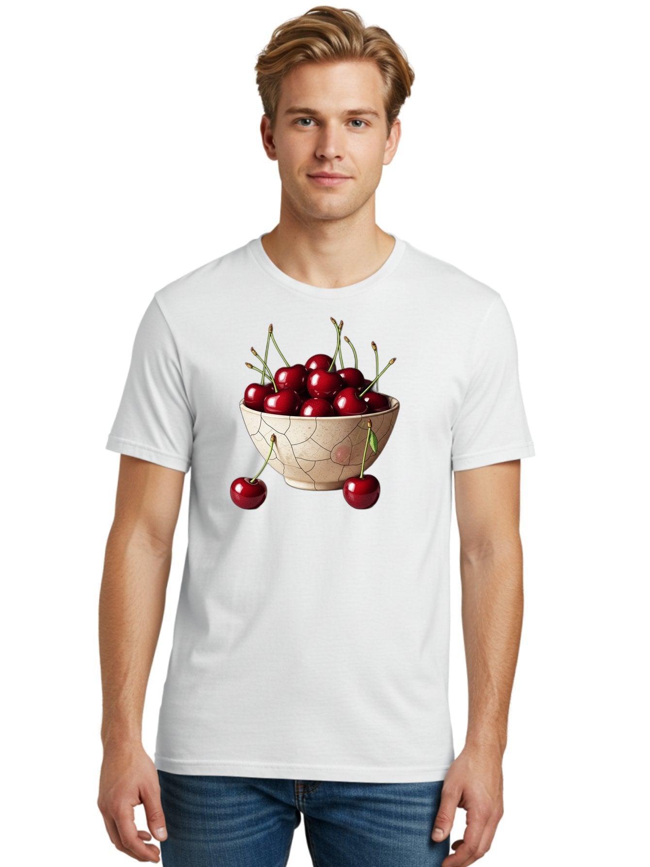 Cherries-In-Bowl-25 Men'S Graphic Tee, 100% Cotton, Comfortable Casual Summer Wear, Machine Washable, Vintage Camera, Old Camera, Antique Camera, Black Camera, Classic Photography, Photography Equipment, Nostalgic Device, Film Camera, Bai690 24