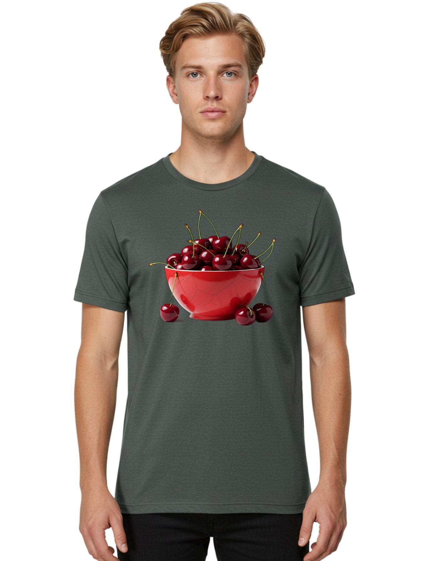 Cherries-In-Bowl-6 Men'S Graphic Tee, 100% Cotton, Comfortable Casual Summer Wear, Machine Washable, Vintage Camera, Old Camera, Antique Camera, Black Camera, Classic Photography, Photography Equipment, Nostalgic Device, Film Camera, Bai696 24