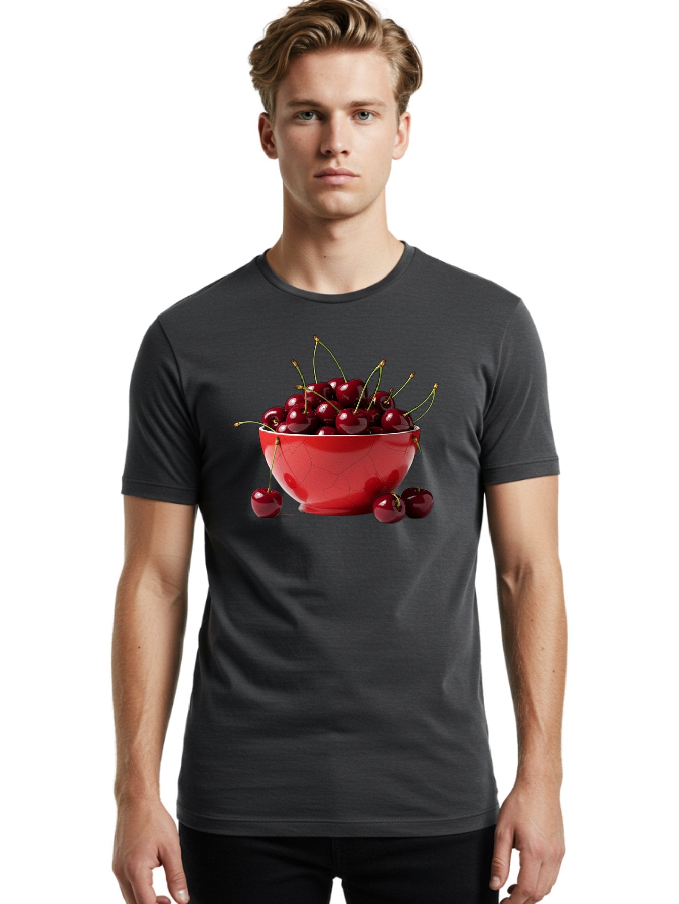 Cherries-In-Bowl-6 Men'S Graphic Tee, 100% Cotton, Comfortable Casual Summer Wear, Machine Washable, Vintage Camera, Old Camera, Antique Camera, Black Camera, Classic Photography, Photography Equipment, Nostalgic Device, Film Camera, Bai696 18