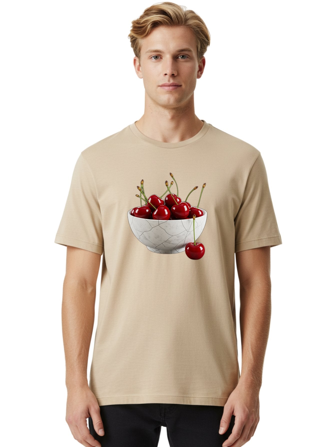 Cherries-In-Cracked-White-Bowl Men'S Graphic Tee, 100% Cotton, Comfortable Casual Summer Wear, Machine Washable, Vintage Camera, Old Camera, Antique Camera, Black Camera, Classic Photography, Photography Equipment, Nostalgic Device, Bai704 19