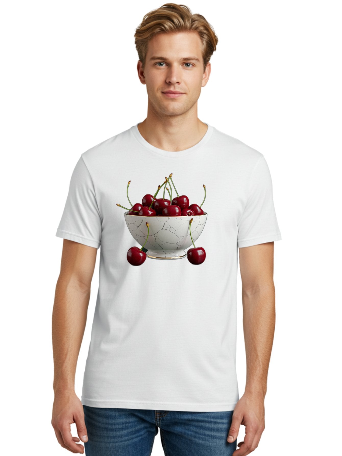 Cherries-In-Marble-Bowl Men'S Graphic Tee, 100% Cotton, Comfortable Casual Summer Wear, Machine Washable, Vintage Camera, Old Camera, Antique Camera, Black Camera, Classic Photography, Photography Equipment, Nostalgic Device, Film Camera, Bai710 30