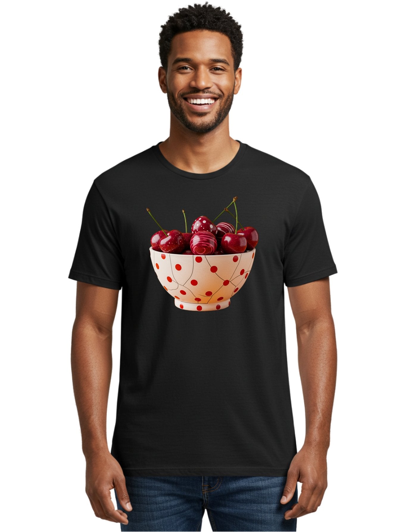 Cherries-In-White-Bowl-With-Red-Polka-Dots Men'S Graphic Tee, 100% Cotton, Comfortable Casual Summer Wear, Machine Washable, Vintage Camera, Old Camera, Antique Camera, Black Camera, Classic Photography, Photography Equipment, Bai711 18