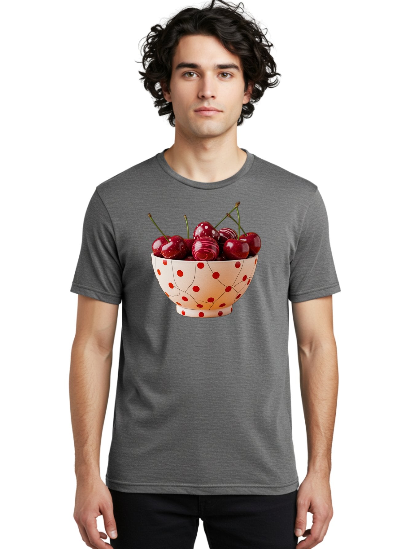 Cherries-In-White-Bowl-With-Red-Polka-Dots Men'S Graphic Tee, 100% Cotton, Comfortable Casual Summer Wear, Machine Washable, Vintage Camera, Old Camera, Antique Camera, Black Camera, Classic Photography, Photography Equipment, Bai711 24