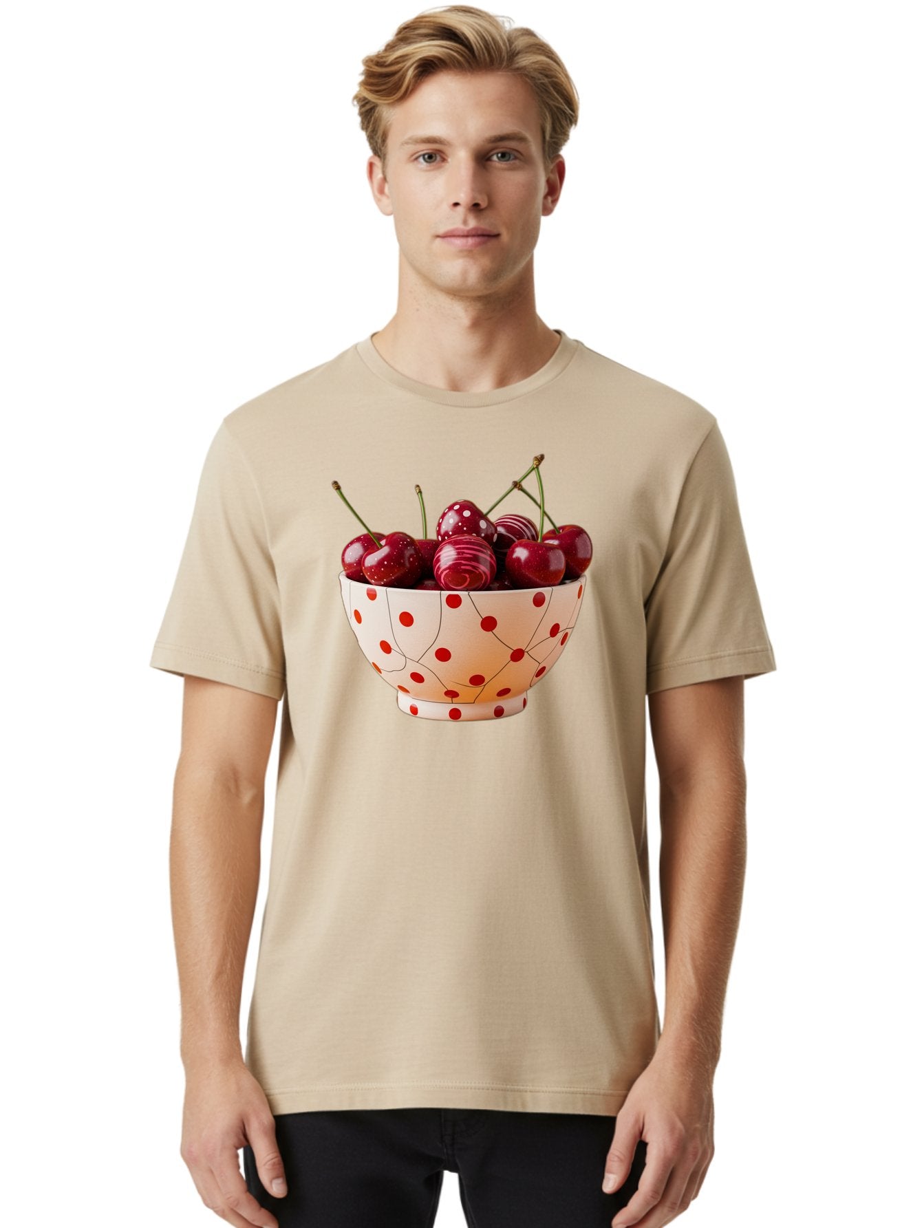 Cherries-In-White-Bowl-With-Red-Polka-Dots Men'S Graphic Tee, 100% Cotton, Comfortable Casual Summer Wear, Machine Washable, Vintage Camera, Old Camera, Antique Camera, Black Camera, Classic Photography, Photography Equipment, Bai711 29