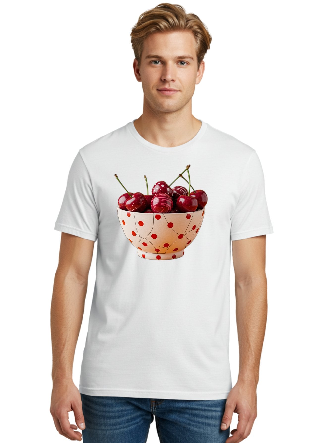Cherries-In-White-Bowl-With-Red-Polka-Dots Men'S Graphic Tee, 100% Cotton, Comfortable Casual Summer Wear, Machine Washable, Vintage Camera, Old Camera, Antique Camera, Black Camera, Classic Photography, Photography Equipment, Bai711 26