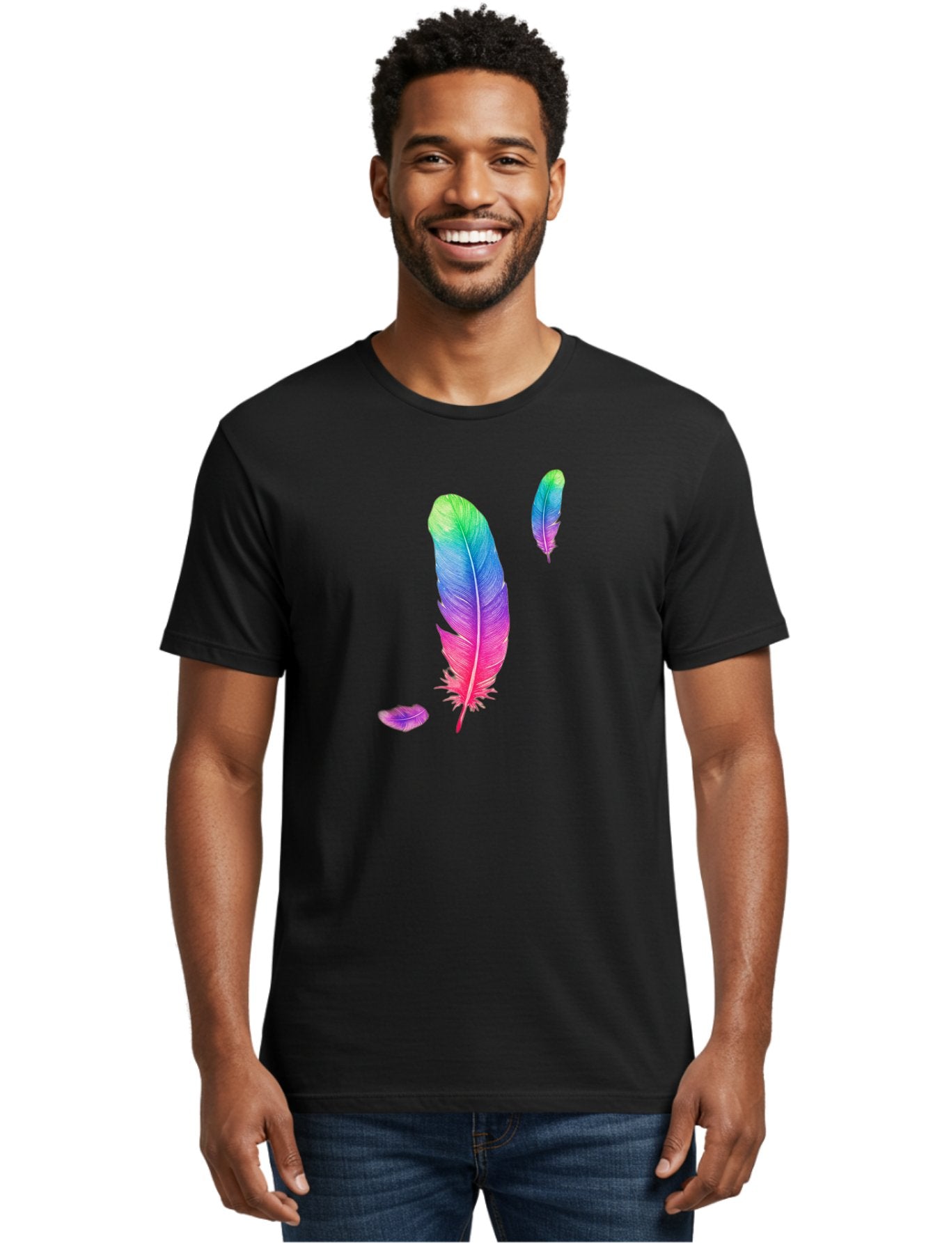 Colorful-Feathers-1 Men'S Graphic Tee, 100% Cotton, Comfortable Casual Summer Wear, Machine Washable, Vintage Camera, Old Camera, Antique Camera, Black Camera, Classic Photography, Photography Equipment, Nostalgic Device, Film Camera, Bai729 21