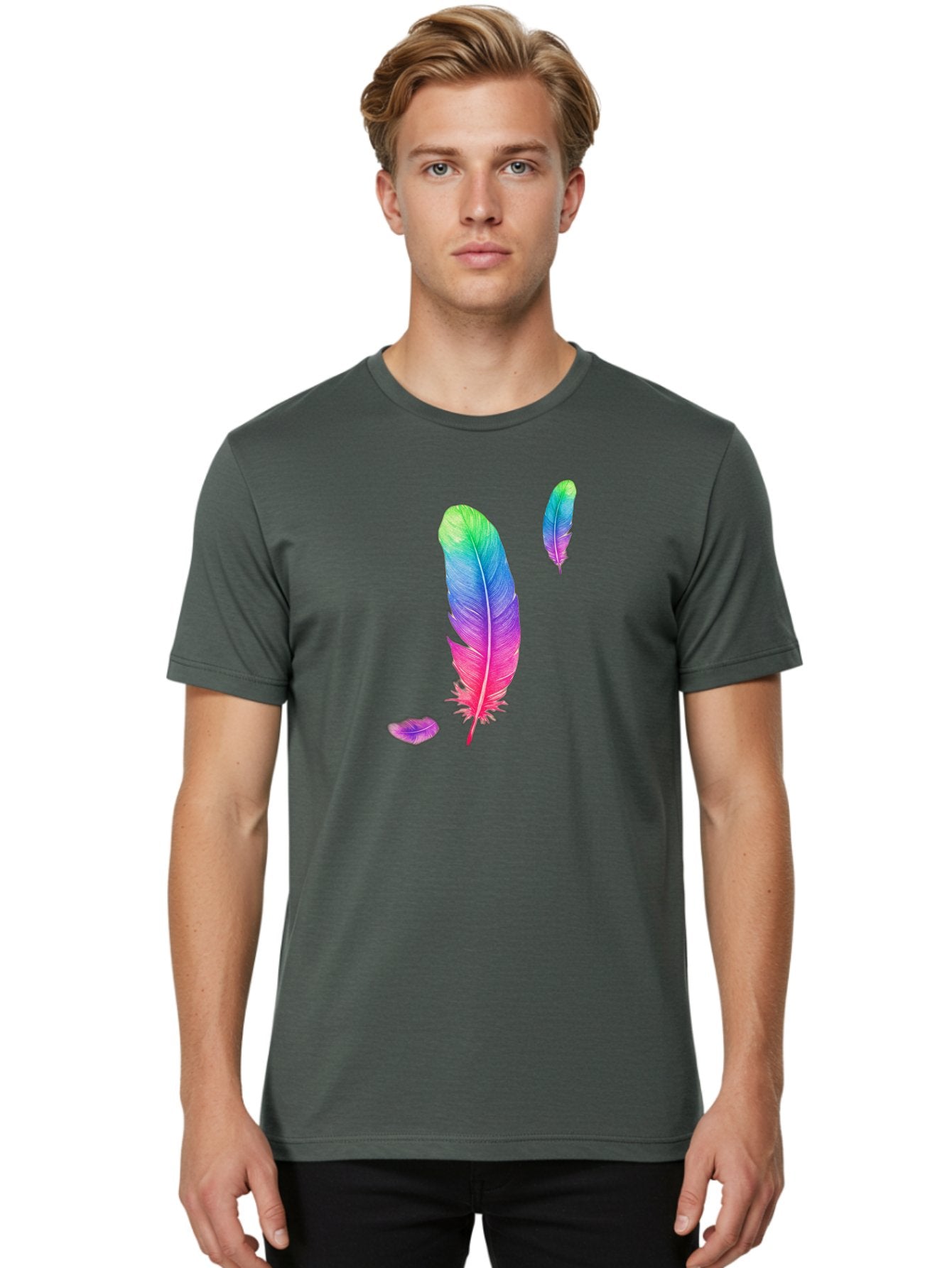 Colorful-Feathers-1 Men'S Graphic Tee, 100% Cotton, Comfortable Casual Summer Wear, Machine Washable, Vintage Camera, Old Camera, Antique Camera, Black Camera, Classic Photography, Photography Equipment, Nostalgic Device, Film Camera, Bai729 25
