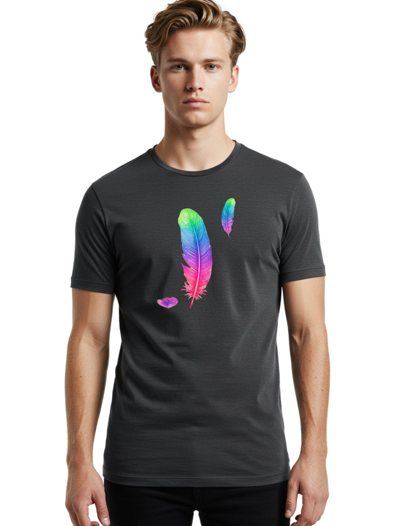 Colorful-Feathers-1 Men'S Graphic Tee, 100% Cotton, Comfortable Casual Summer Wear, Machine Washable, Vintage Camera, Old Camera, Antique Camera, Black Camera, Classic Photography, Photography Equipment, Nostalgic Device, Film Camera, Bai729 22