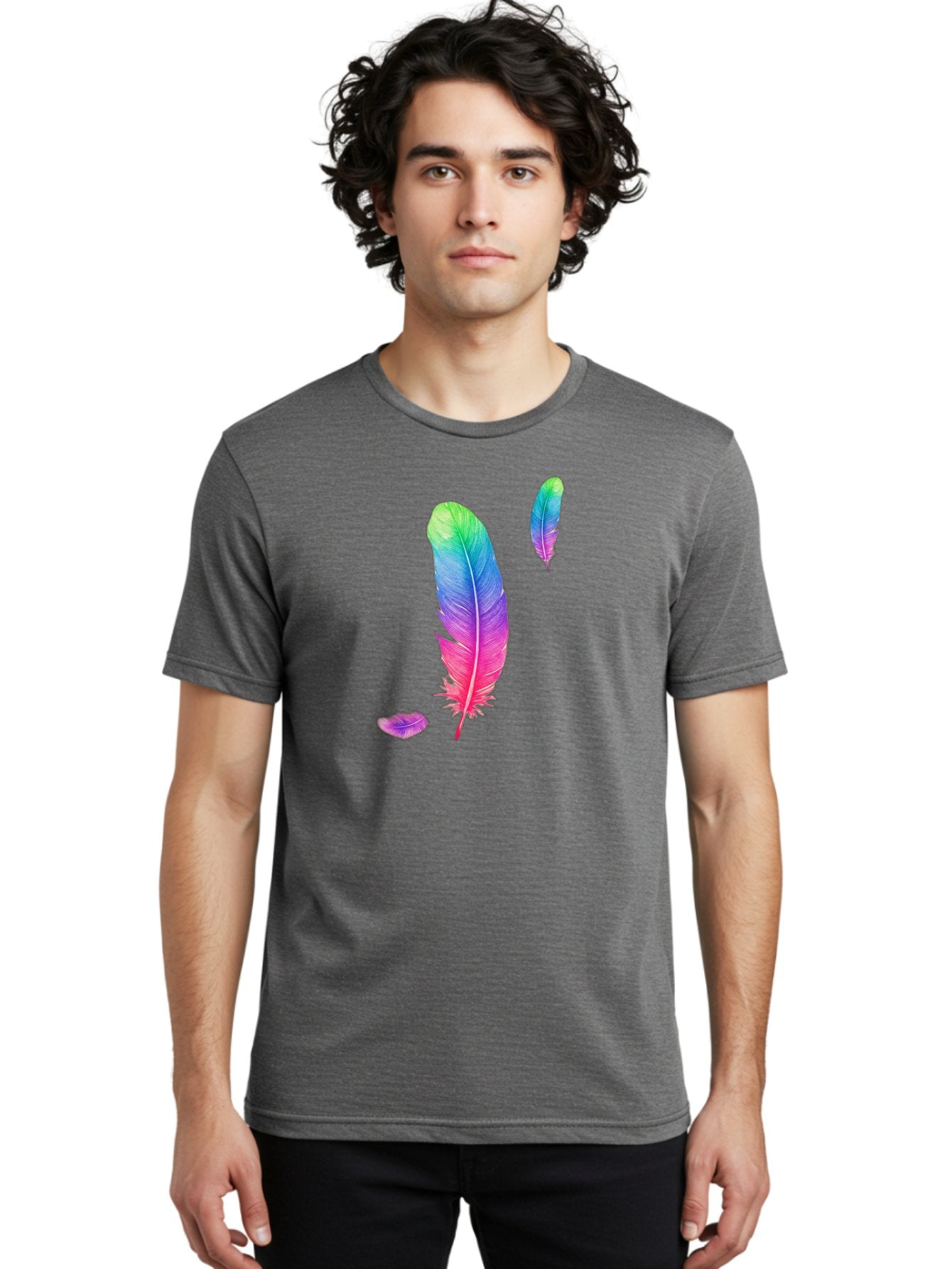 Colorful-Feathers-1 Men'S Graphic Tee, 100% Cotton, Comfortable Casual Summer Wear, Machine Washable, Vintage Camera, Old Camera, Antique Camera, Black Camera, Classic Photography, Photography Equipment, Nostalgic Device, Film Camera, Bai729 18