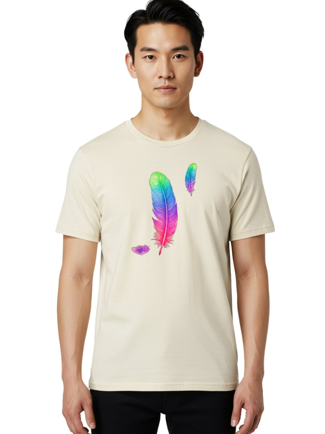 Colorful-Feathers-1 Men'S Graphic Tee, 100% Cotton, Comfortable Casual Summer Wear, Machine Washable, Vintage Camera, Old Camera, Antique Camera, Black Camera, Classic Photography, Photography Equipment, Nostalgic Device, Film Camera, Bai729 17