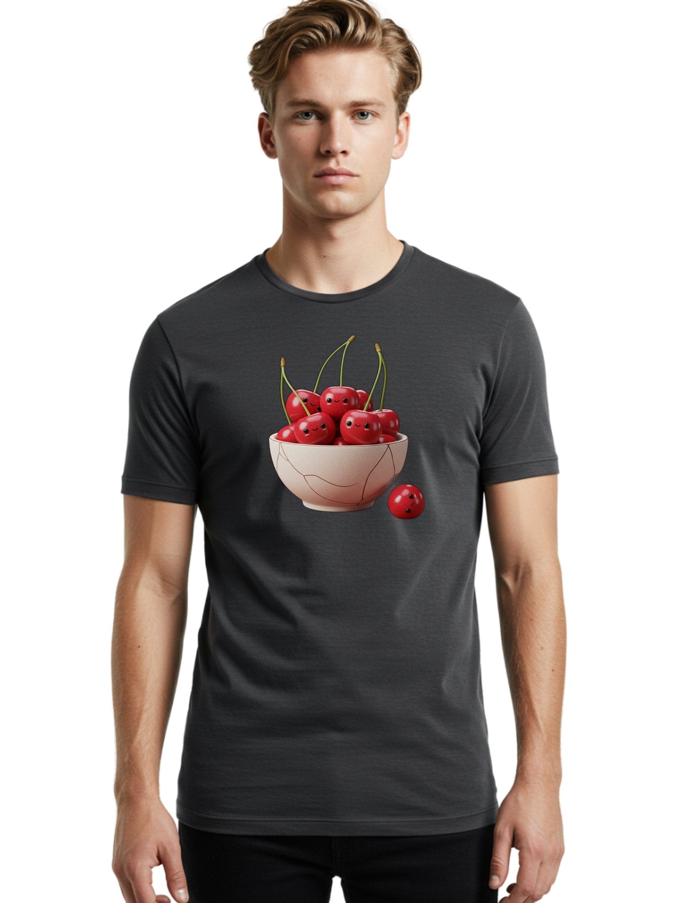 Cracked-Bowl-Cherries-2 Men'S Graphic Tee, 100% Cotton, Comfortable Casual Summer Wear, Machine Washable, Vintage Camera, Old Camera, Antique Camera, Black Camera, Classic Photography, Photography Equipment, Nostalgic Device, Film Camera, Bai739 16