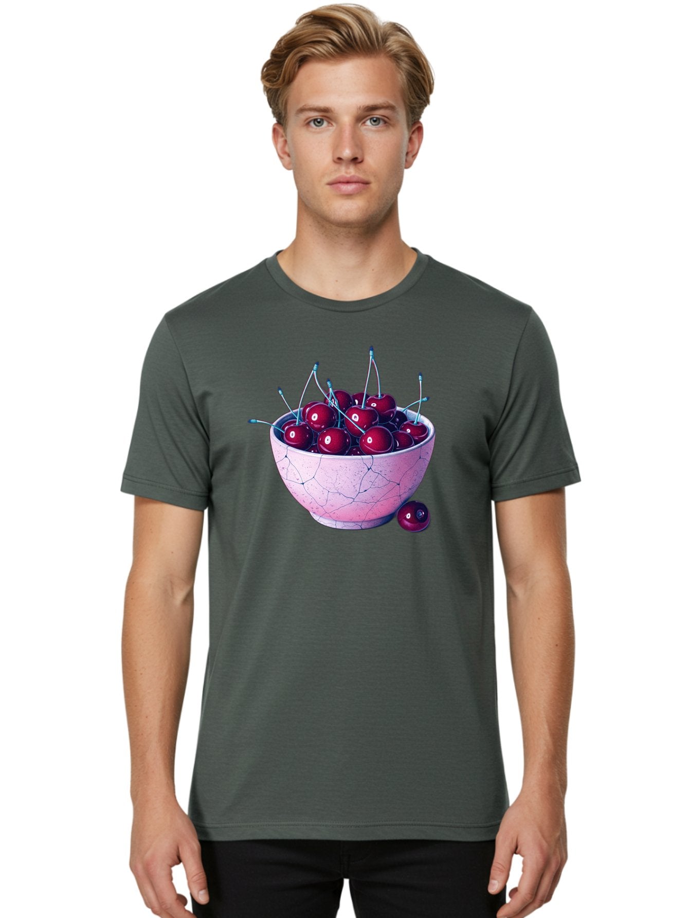 Cracked-Bowl-Of-Cherries Men'S Graphic Tee, 100% Cotton, Comfortable Casual Summer Wear, Machine Washable, Vintage Camera, Old Camera, Antique Camera, Black Camera, Classic Photography, Photography Equipment, Nostalgic Device, Film Camera, Bai743 24