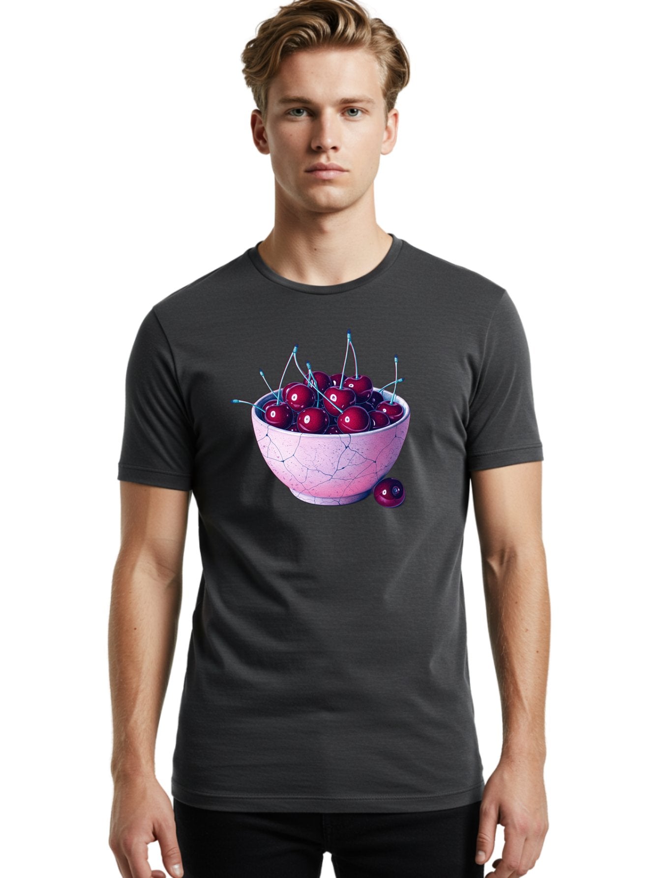 Cracked-Bowl-Of-Cherries Men'S Graphic Tee, 100% Cotton, Comfortable Casual Summer Wear, Machine Washable, Vintage Camera, Old Camera, Antique Camera, Black Camera, Classic Photography, Photography Equipment, Nostalgic Device, Film Camera, Bai743 25