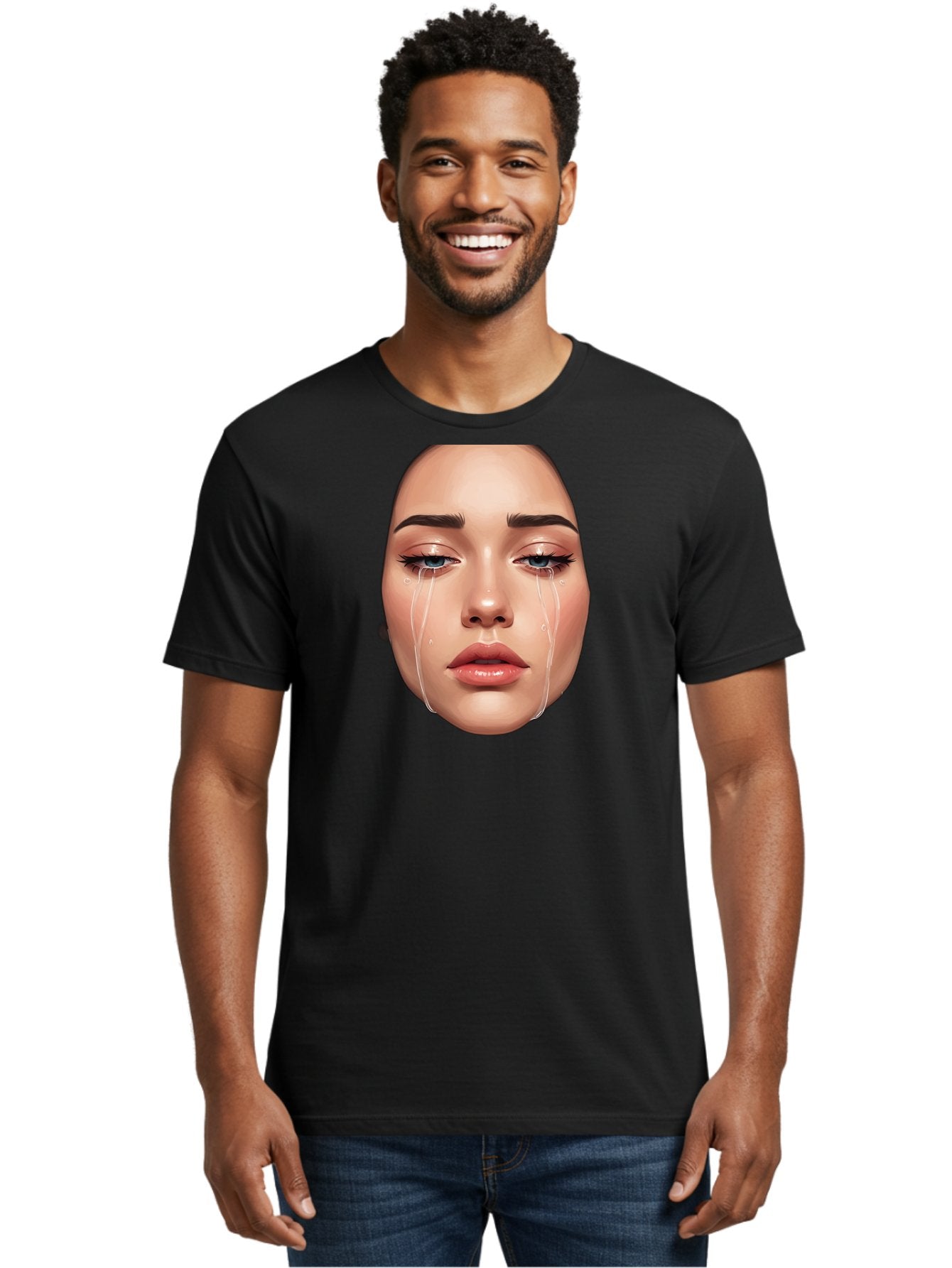 Crying-Face-1 Men'S Graphic Tee, 100% Cotton, Comfortable Casual Summer Wear, Machine Washable, Vintage Camera, Old Camera, Antique Camera, Black Camera, Classic Photography, Photography Equipment, Nostalgic Device, Film Camera, Camera Art Bai751 17