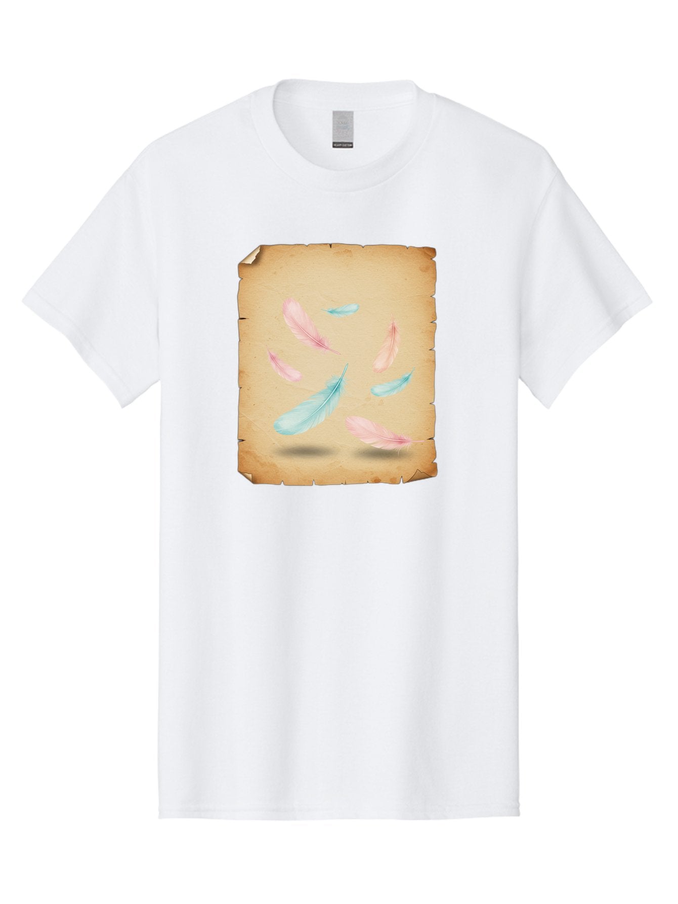 Feathers-On-Aged-Paper Men'S Graphic Tee, 100% Cotton, Comfortable Casual Summer Wear, Machine Washable, Vintage Camera, Old Camera, Antique Camera, Black Camera, Classic Photography, Photography Equipment, Nostalgic Device, Film Camera, Bai828 4