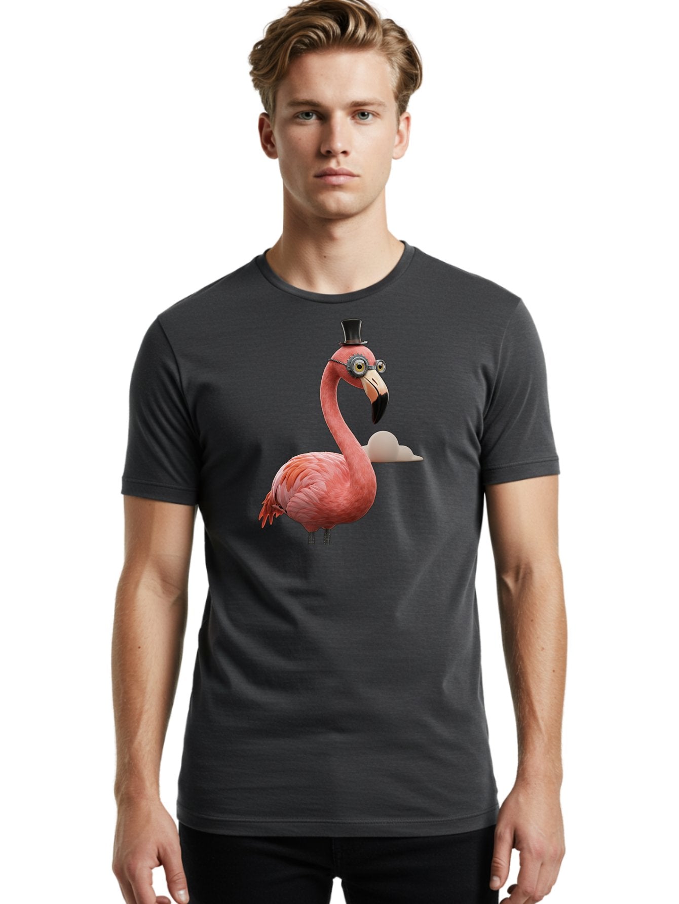 Flamingo-In-Top-Hat Men'S Graphic Tee, 100% Cotton, Comfortable Casual Summer Wear, Machine Washable, Vintage Camera, Old Camera, Antique Camera, Black Camera, Classic Photography, Photography Equipment, Nostalgic Device, Film Camera, Bai844 24