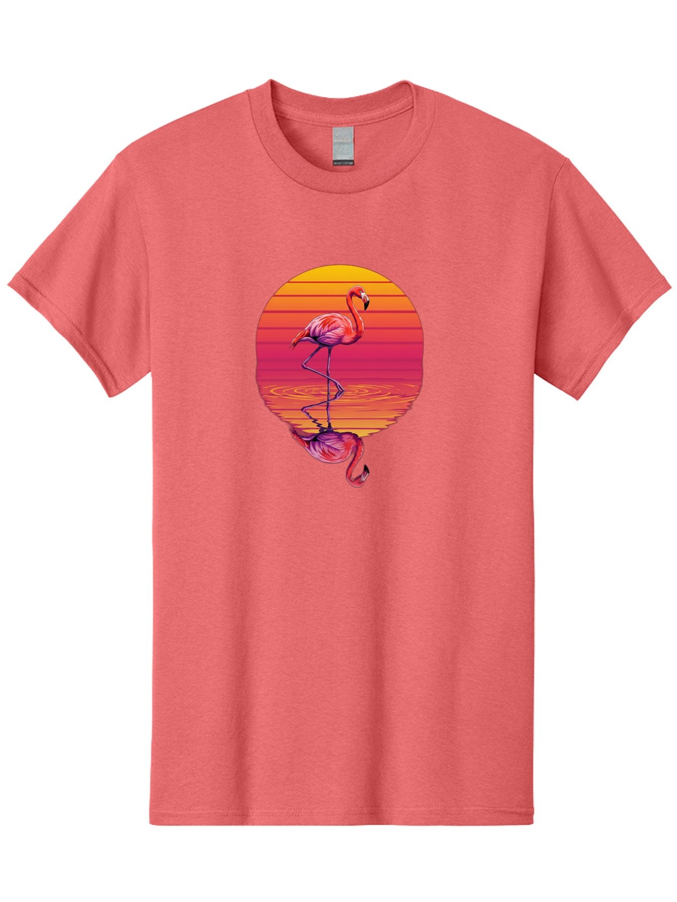 Flamingo-Sunset-1 Men'S Graphic Tee, 100% Cotton, Comfortable Casual Summer Wear, Machine Washable, Vintage Camera, Old Camera, Antique Camera, Black Camera, Classic Photography, Photography Equipment, Nostalgic Device, Film Camera, Camera Art Bai849 15