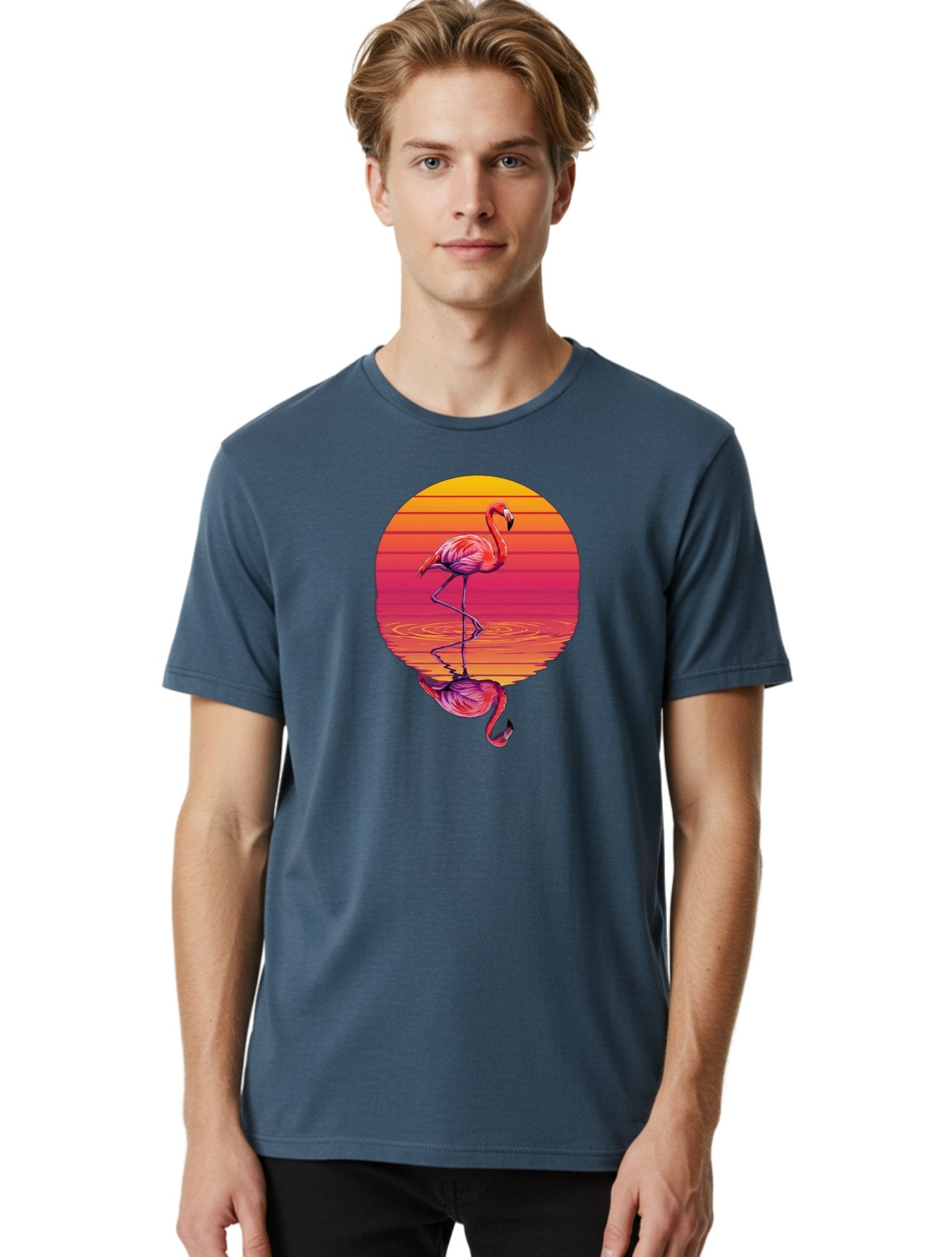 Flamingo-Sunset-1 Men'S Graphic Tee, 100% Cotton, Comfortable Casual Summer Wear, Machine Washable, Vintage Camera, Old Camera, Antique Camera, Black Camera, Classic Photography, Photography Equipment, Nostalgic Device, Film Camera, Camera Art Bai849 22